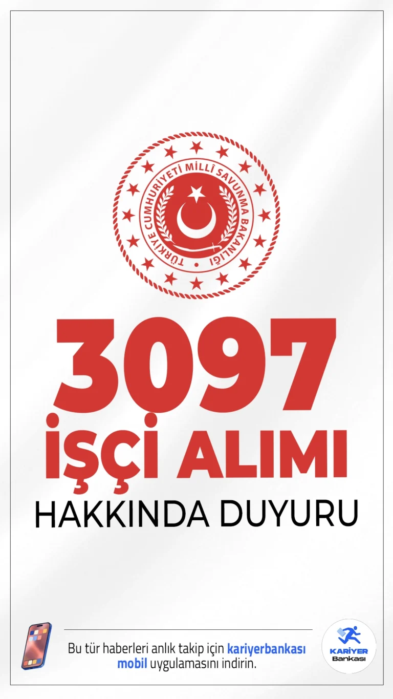 MSB 3097 İşçi Alımı Sınav Sonuçları Açıklandı.Milli Savunma Bakanlığı (MSB) tarafından 2025 yılı için yapılan 3.097 sürekli işçi alımı sınavının sonuçları açıklandı. 20 Ekim - 07 Kasım 2025 tarihleri arasında gerçekleştirilen sınavların sonuçları, adayların erişimine sunuldu. Adaylar, sonuçlara T.C. kimlik numaraları ile sisteme giriş yaparak ulaşabilecekler.
