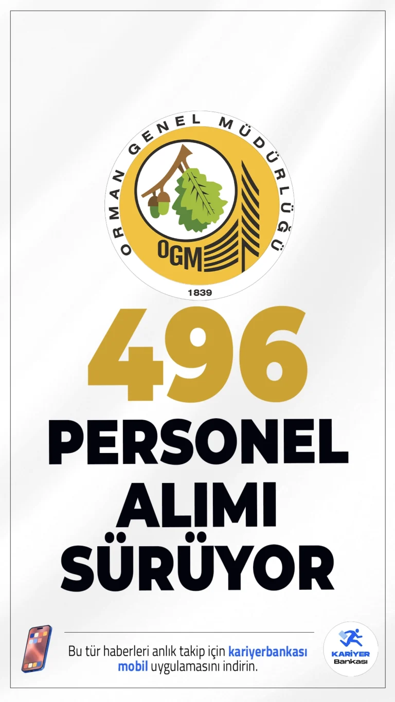 OGM 496 Personel Alımı Başvurusu Sürüyor.Orman Genel Müdürlüğü (OGM) personel alımı için başvuru işlemleri devam ediyor.Resmi Gazete'de yayımlanan duyuruda, OGM'ye mühendis, büro personeli, avukat, biyolog, diyetisyen, laborant, tekniker, koruma ve güvenlik görevlisi, şoför–operatör, garson, bulaşıkçı ve temizlik personeli ünvanlarında 496 sözleşmeli personel alımı yapılacağı aktarıldı. Başvuru şartları, kontenjanlar ve diğer tüm detaylar bu haberimizde.