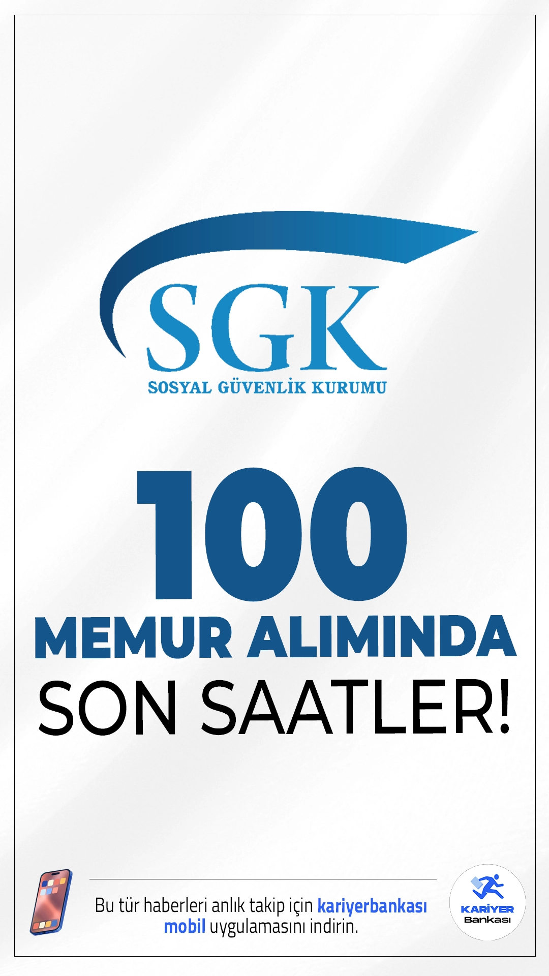 SGK 100 Memur Alımı Başvurularında Son Saatler.Sosyal Güvenlik Kurumu (SGK) memur alımı başvuruları bugün(2 Kasım 2025) sona eriyor. İlgili alım duyurusuna göre, SGK'ya lisans mezunlarından Sosyal Güvenlik Denetmen Yardımcısı alınacak. Başvurularda son saatlere girildi. Başvuru yapacak adayların belirtilen şartları sağlaması gerekmektedir.İşte şartlar ve başvuru sayfası.