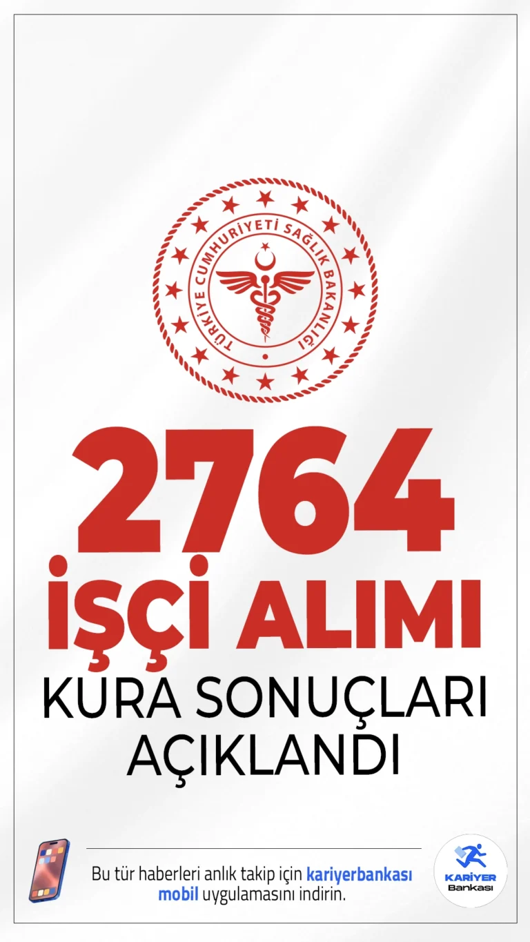 Sağlık Bakanlığı 2764 İşçi Alımı Kura Sonuçları Açıklandı.Sağlık Bakanlığı işçi alımı kapsamında 12 Kasım'da gerçekleştirilen işçi alımı sonuçları açıklandı. Başvuru yapan adayların heyecanlı bekleyişi sona erdi. Sonuç sorgulama sayfası ve diğer tüm detaylar bu haberimizde.