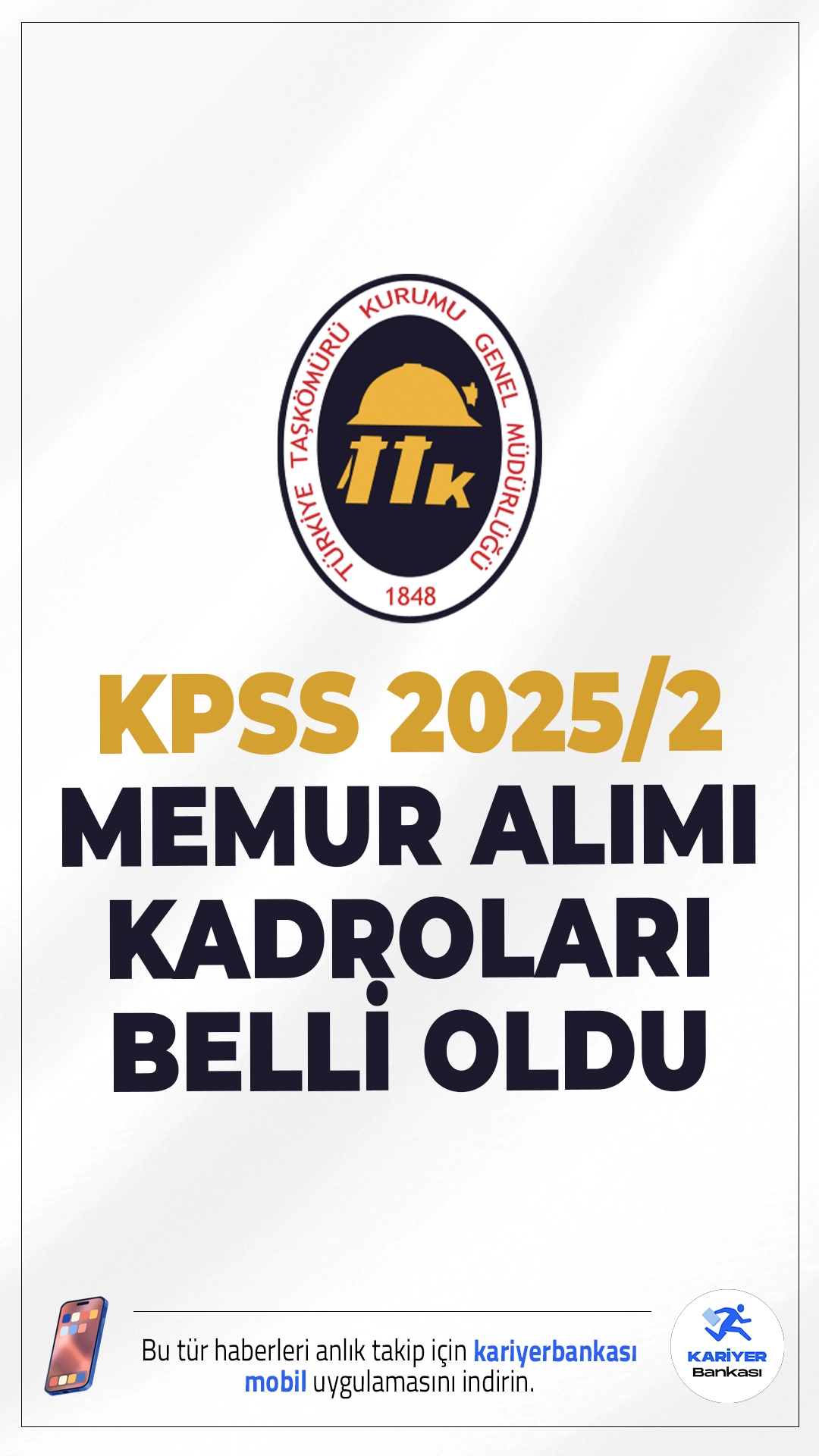 TTK 2025/2 Memur Alımı Kadroları Belli Oldu!Türkiye Taşkömürü Kurumu (TTK) sözleşmeli personel statüsünde istihdam edilmek üzere 2025/2 tercih kılavuzuyla memur alımı yapılacak. İlgili duyuruya göre TTK'ya mühendis, tekniker, memur, ambar memuru ve sağlık memuru pozisyonlarına KPSS puanıyla merkezi yerleştirme usulüyle personel alımı yapacak. Yerleştirme işlemleri, ÖSYM tarafından 2025/2 tercih dönemi kapsamında gerçekleştirilecek.
