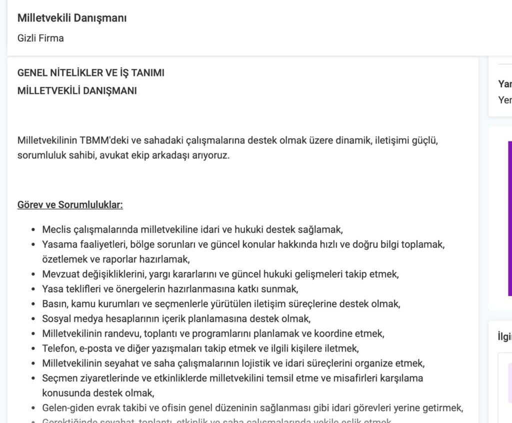 Milletvekili Danışmanı Alımı