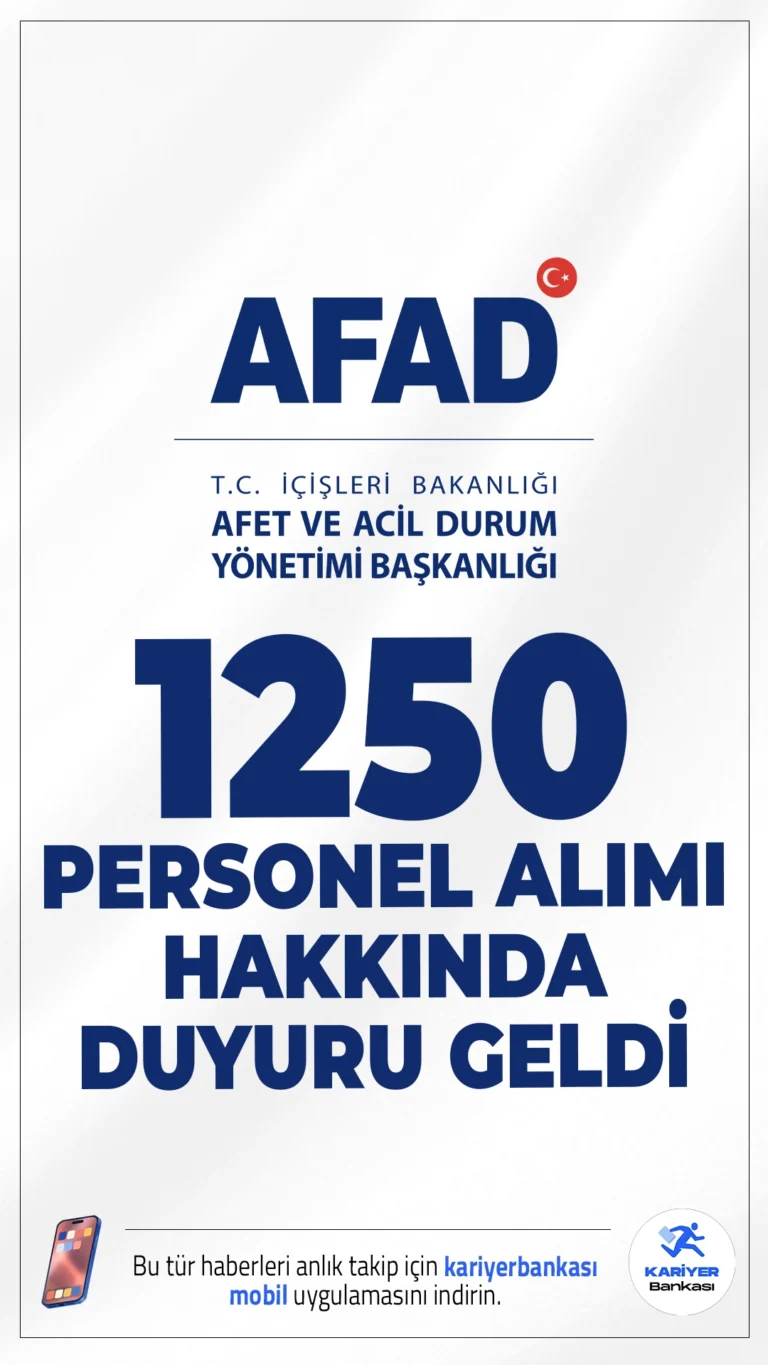 AFAD 1250 Personel Alımı Hakkında Duyuru Geldi. Afet ve Acil Durum Yönetimi Başkanlığı sayfasından, Sözleşmeli Arama ve Kurtarma Teknikeri ile Sözleşmeli Arama ve Kurtarma Teknisyeni alımı kesin başvuru sonuçları ile Uygulama Sınavı hakkında duyuru yayımlandı.