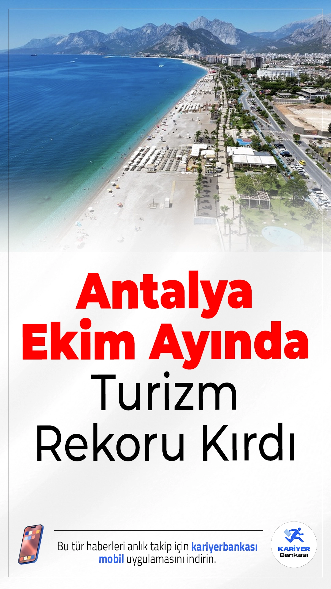 Antalya Ekim Ayında Turizm Rekoru Kırdı.Almanya, Rusya ve İngiltere başta olmak üzere milyonlarca turist Antalya’yı tercih etti. Havalimanında da rekor giriş sayısı kaydedildi.