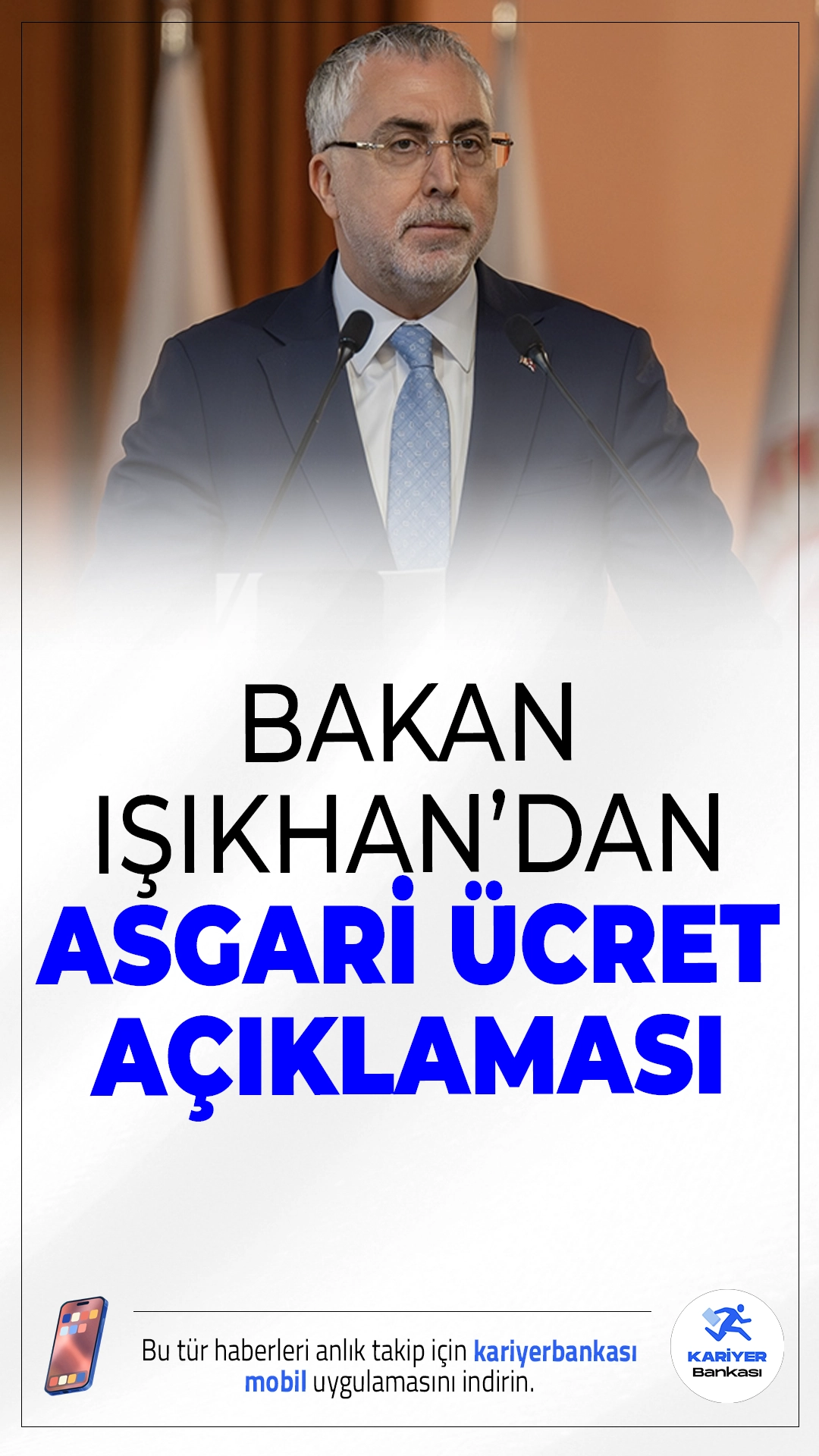Bakan Işıkhan'dan Asgari Ücret Açıklaması Geldi.Çalışma ve Sosyal Güvenlik Bakanı Vedat Işıkhan, 2026 yılı asgari ücret görüşmelerine ilişkin açıklamalarda bulundu. Bakan Işıkhan, Aralık ayında başlayacak komisyon toplantılarında uzlaşma sağlanmasını hedeflediklerini belirtti.