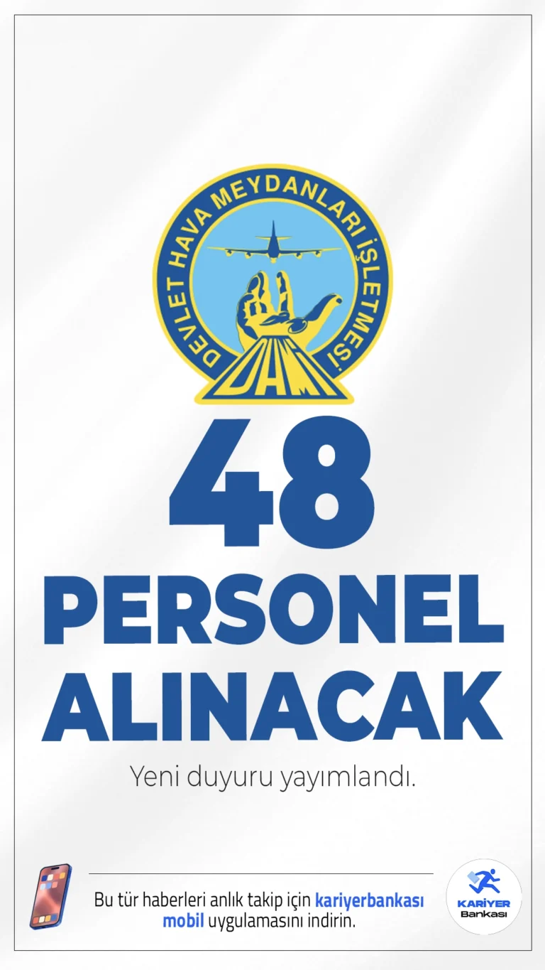 Devlet Hava Meydanları İşletmesi (DHMİ) 48 Personel Alımı Yapacak.Devlet Hava Meydanları İşletmesi Genel Müdürlüğü (DHMİ), taşra teşkilatında görevlendirilmek üzere 48 ARFF memuru alımı gerçekleştirecek. Alımlar, 399 sayılı KHK’nin 3/c bendi kapsamında sözleşmeli statüde yapılacak. Adaylar, yazılı ve uygulamalı sınav süreçlerinden geçerek belirlenecek.İşte şartlar ve başvuru bilgileri..