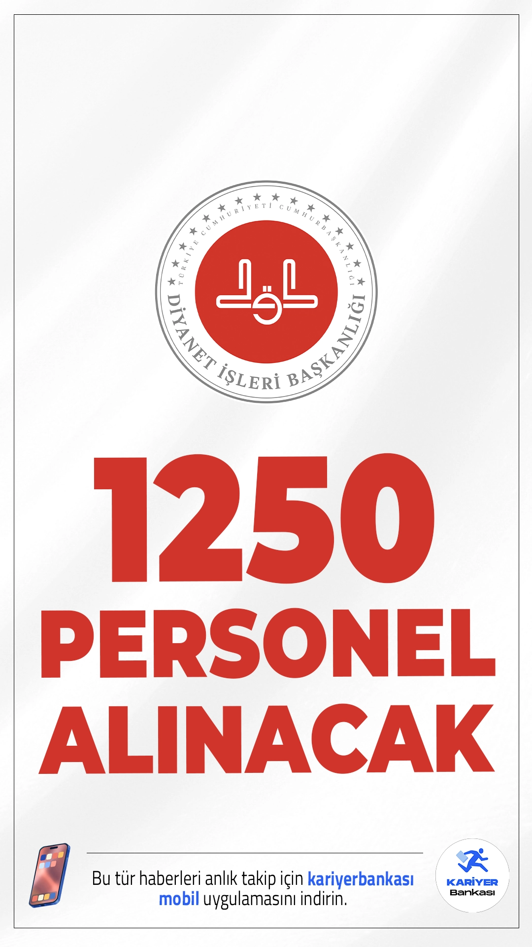 Diyanet 1250 Personel Alımı Yapacak.Diyanet İşleri Başkanlığı, taşra teşkilatında görev yapmak üzere 1250 sözleşmeli personel alımı gerçekleştirecek. Adaylar, 2024 KPSSP124 puan türüyle değerlendirilecek olup, ilan edilen kontenjanın üç katı kadar kişi sözlü sınava çağrılacaktır.