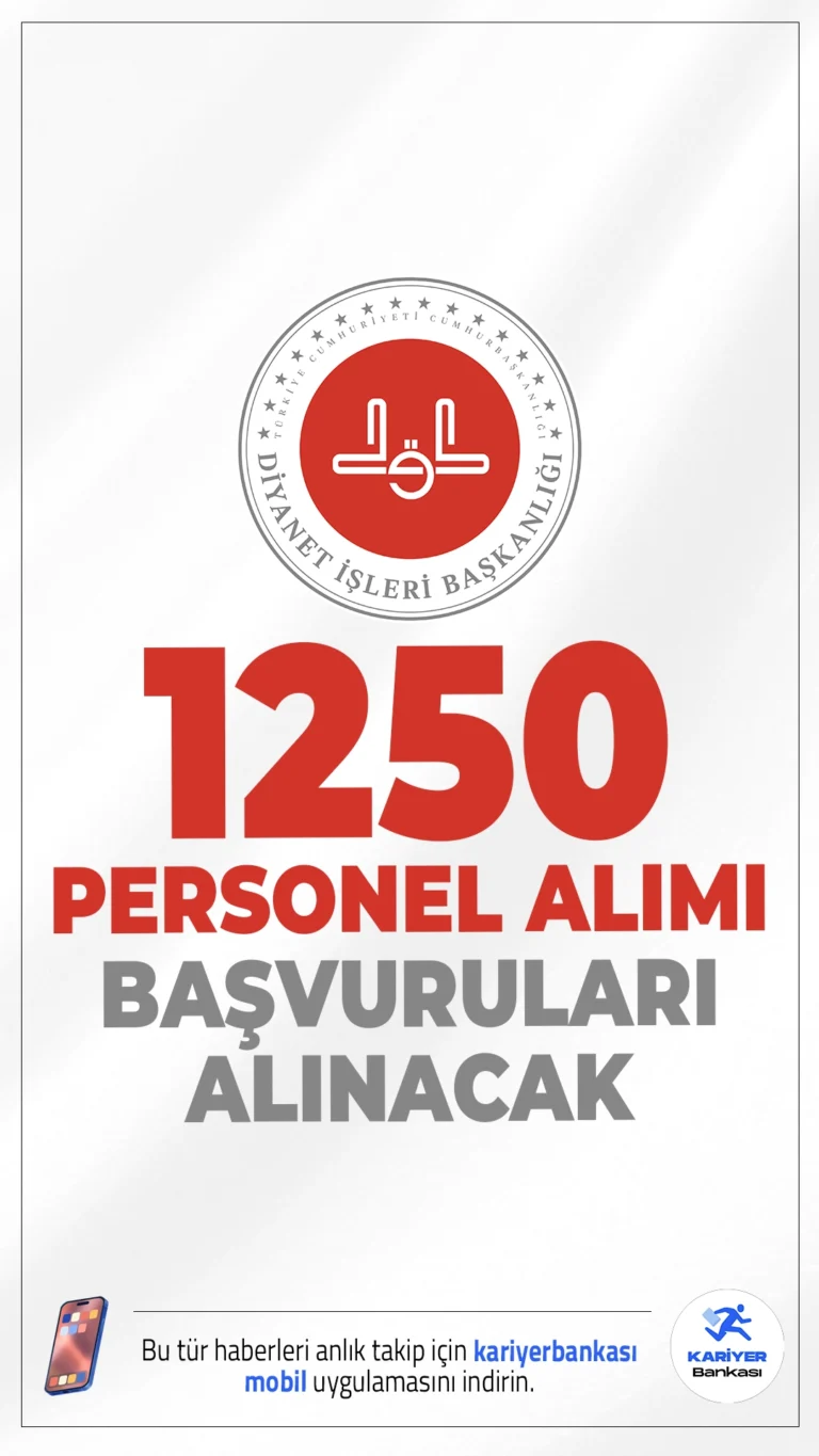 Diyanet 1250 Personel Alımı Başvuruları Başladı.Diyanet İşleri Başkanlığı, taşra teşkilatında görev yapmak üzere 1250 sözleşmeli personel alımı yapacak. Adaylar, 2024 KPSSP124 puan türüyle değerlendirilecek olup, ilan edilen kontenjanın üç katı kadar kişi sözlü sınava çağrılacaktır.Başvuru yapacak adayların genel şartların yanı sıra, özel şartları dikkatle incelemesi gerekmektedir.