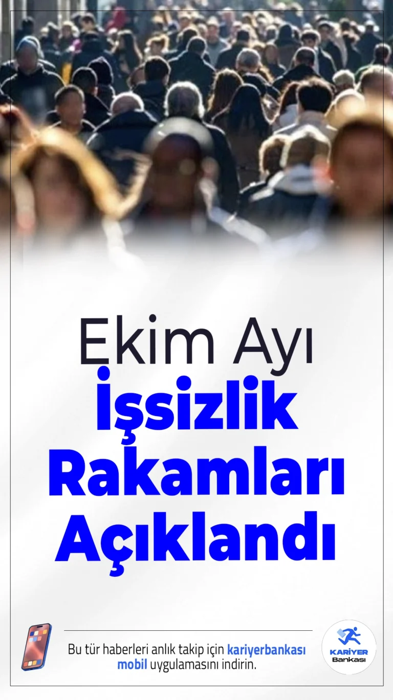 Ekim Ayı İşsizlik Rakamları Açıklandı.TÜİK’in açıkladığı verilere göre, Ekim 2025’te işsizlik oranı yüzde 8,5 seviyesinde gerçekleşti. İstihdam ve işgücüne katılım oranları ise artış gösterdi.