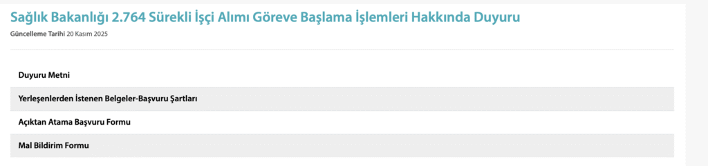 Sağlık Bakanlığı 2764 İşçi Alımı