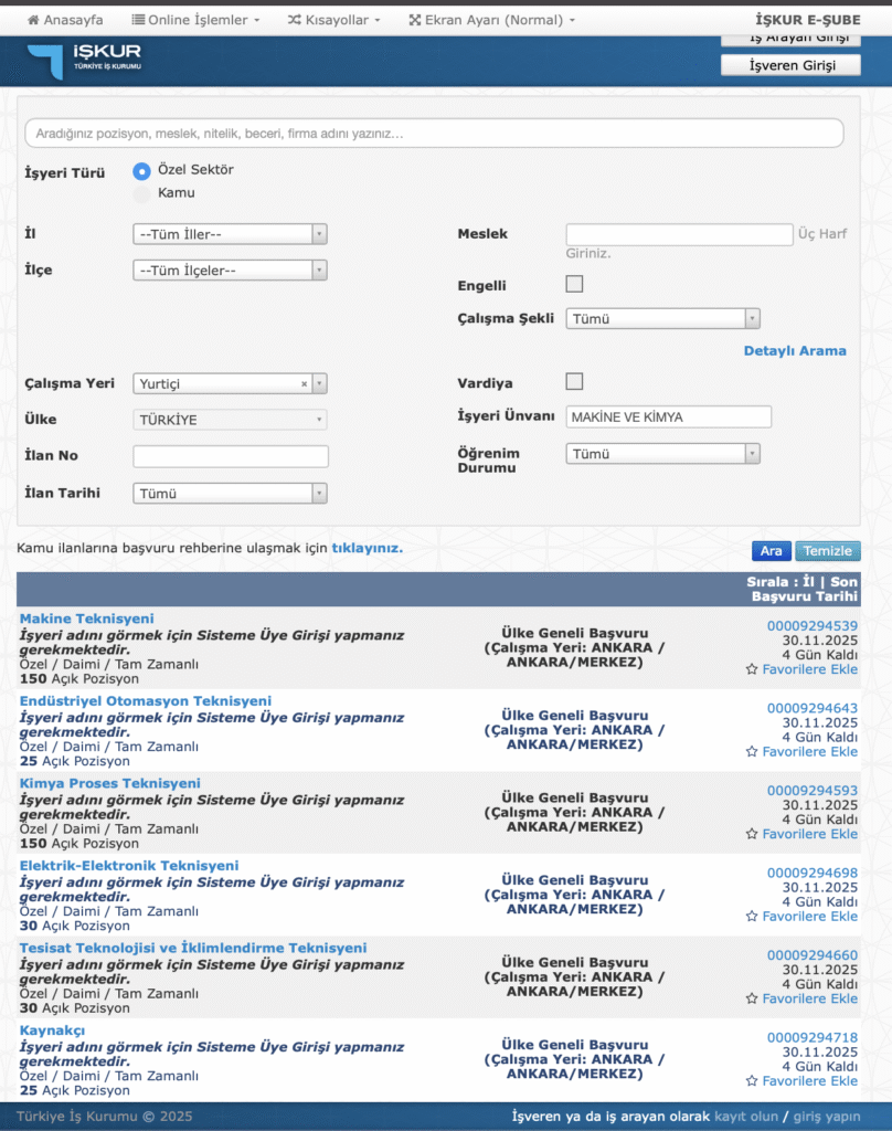 MKE 410 İşçi Alımı 