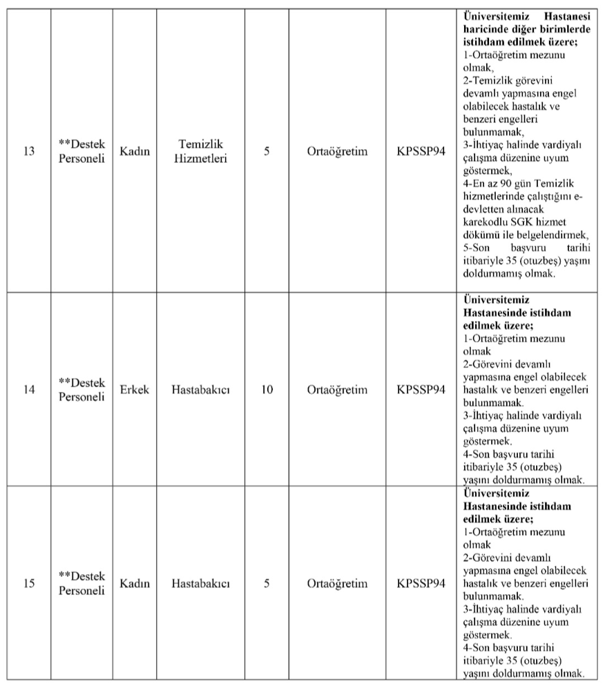 Kocaeli Üniversitesi 115 Personel Alımı