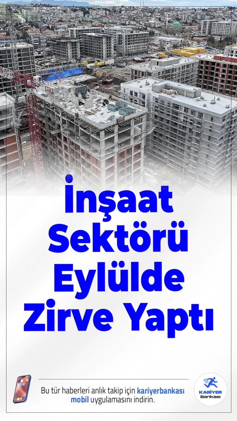 İnşaat Sektörü Eylülde Zirve Yaptı.Eylül ayında inşaat üretimi yıllık bazda yüzde 29,9 arttı. TÜİK verilerine göre, inşaat üretim endeksi tüm zamanların en yüksek seviyesine ulaştı.