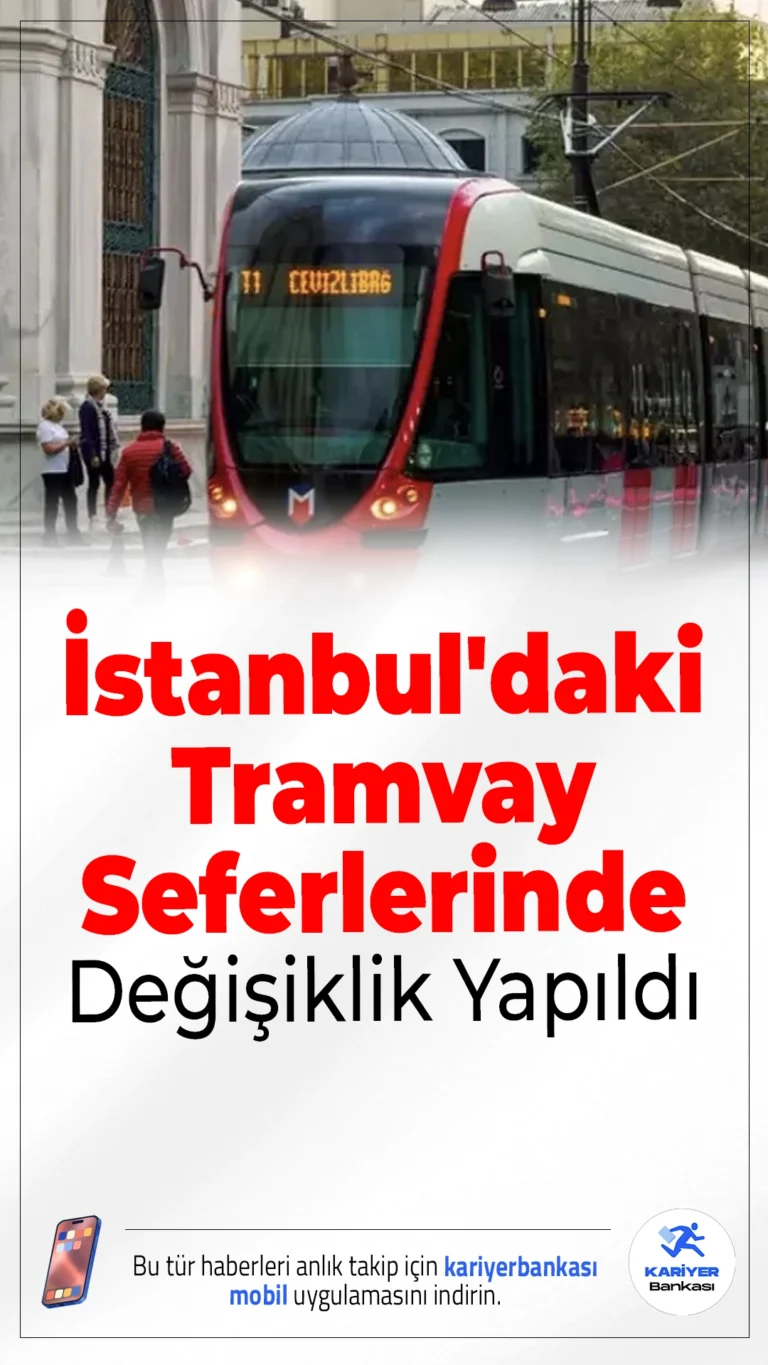 İstanbul'daki Tramvay Seferlerinde Geçici Değişiklik Yapıldı.İstanbul'da 47. İstanbul Maratonu kapsamında 3 Kasım Pazar günü T1 Kabataş-Bağcılar Tramvay Hattı'nda seferler, 07.00-17.00 saatleri arasında yalnızca Beyazıt-Bağcılar istasyonları arasında yapılacak.