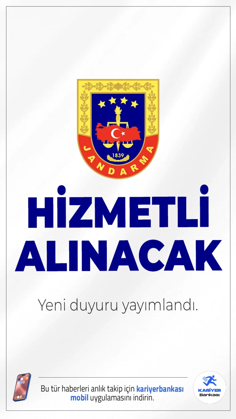 Jandarma Genel Komutanlığı 29 Hizmetli Alımı Yapacak.Jandarma Genel Komutanlığı, 2025 yılı kapsamında 4/B sözleşmeli destek personeli (hizmetli) pozisyonunda istihdam edilmek üzere 29 ilde toplam 29 personel alımı yapacak. Adaylar, başvurularını sadece Jandarma Personel Temin Sistemi (PTM) üzerinden, e-Devlet aracılığıyla gerçekleştirebilecek.