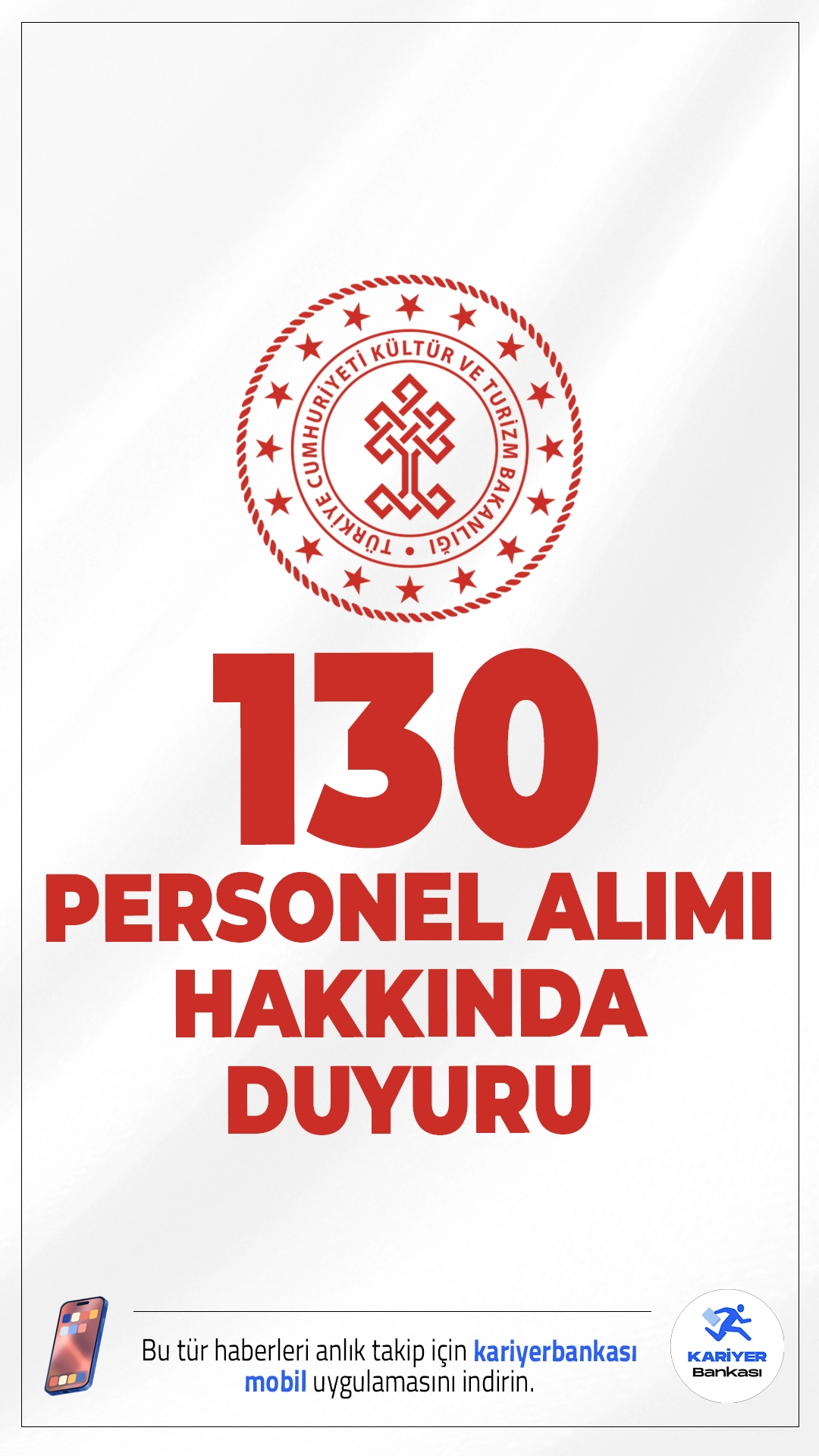 Kültür Bakanlığı 130 Personel Alımı Hakkında Duyuru. Kültür ve Turizm Bakanlığı sayfasından, başvuruları elektronik ortamda 03.04.2025-18.04.2025 tarihleri arasında alınan 130 Sözleşmeli Personel Alımı kapsamında, atamaya esas belgelerini teslim etmeyen, feragat eden ve kriterleri tutmayan adayların yerine yerleştirilen YEDEK ADAYLARIN listesinin yayımlandığı aktarıldı.