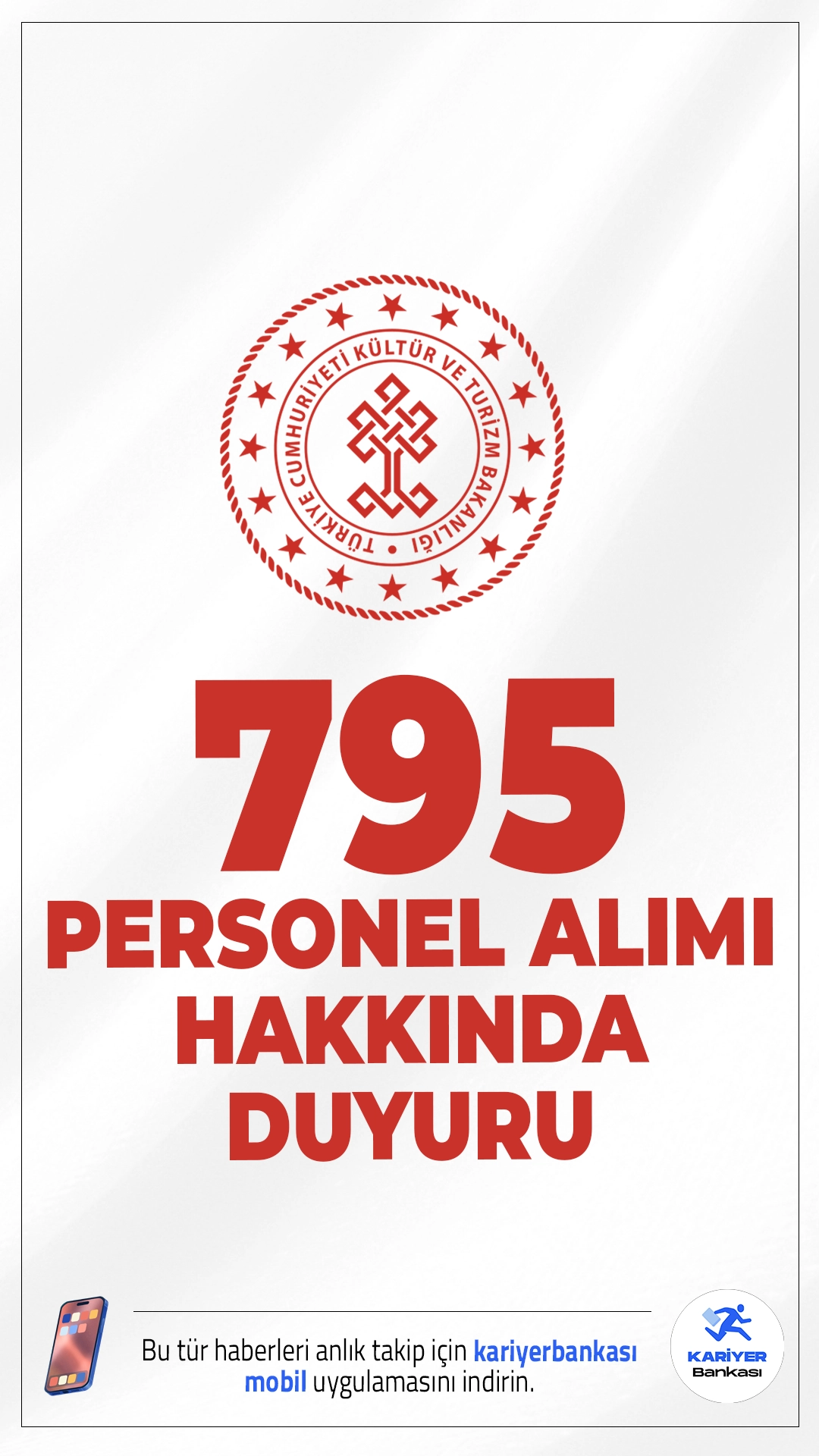 Kültür Bakanlığı 795 Personel Alımı Yedek Adayları Hakkında Duyuru.Kültür ve Turizm Bakanlığı sayfasından yayımlanan duyuruda 25.08.2025-08.09.2025 tarihleri arasında başvuruları alınan 795 Sözleşmeli Personel Alımı kapsamında, atamaya esas belgelerini teslim etmeyen, feragat eden ve kriterleri tutmayan adayların yerine YEDEK ADAYLARIN listesinin yayımlandığı aktarıldı.
