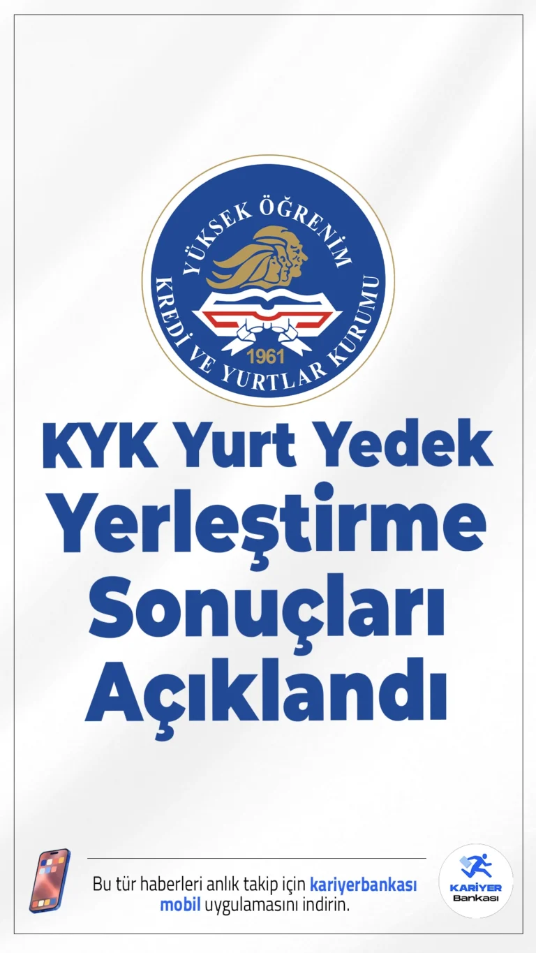 KYK Yurt Yedek Yerleştirme Sonuçları Açıklandı.Kredi ve Yurtlar Genel Müdürlüğü (KYGM), 2025-2026 eğitim öğretim yılına ait 24 Kasım 2025 tarihli yurt yedek yerleştirme sonuçlarını erişime açtı. Yerleştirme sonuçları Bakanlık duyuruları ekranı üzerinden çevrim içi olarak görüntülenebiliyor.