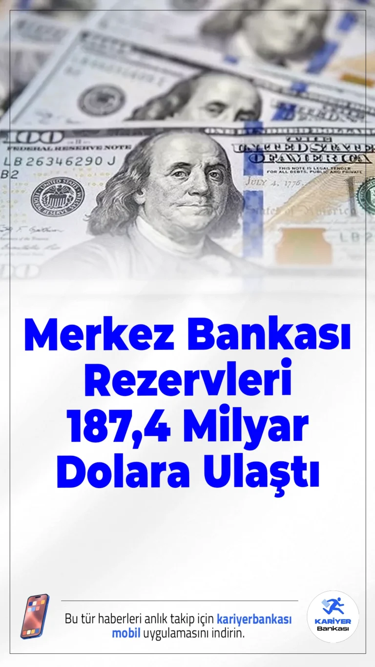 Merkez Bankası Rezervleri 187,4 Milyar Dolara Ulaştı.Döviz rezervlerinde düşüş görülürken, altın rezervlerindeki artış toplam rezervleri yukarı taşıdı.
