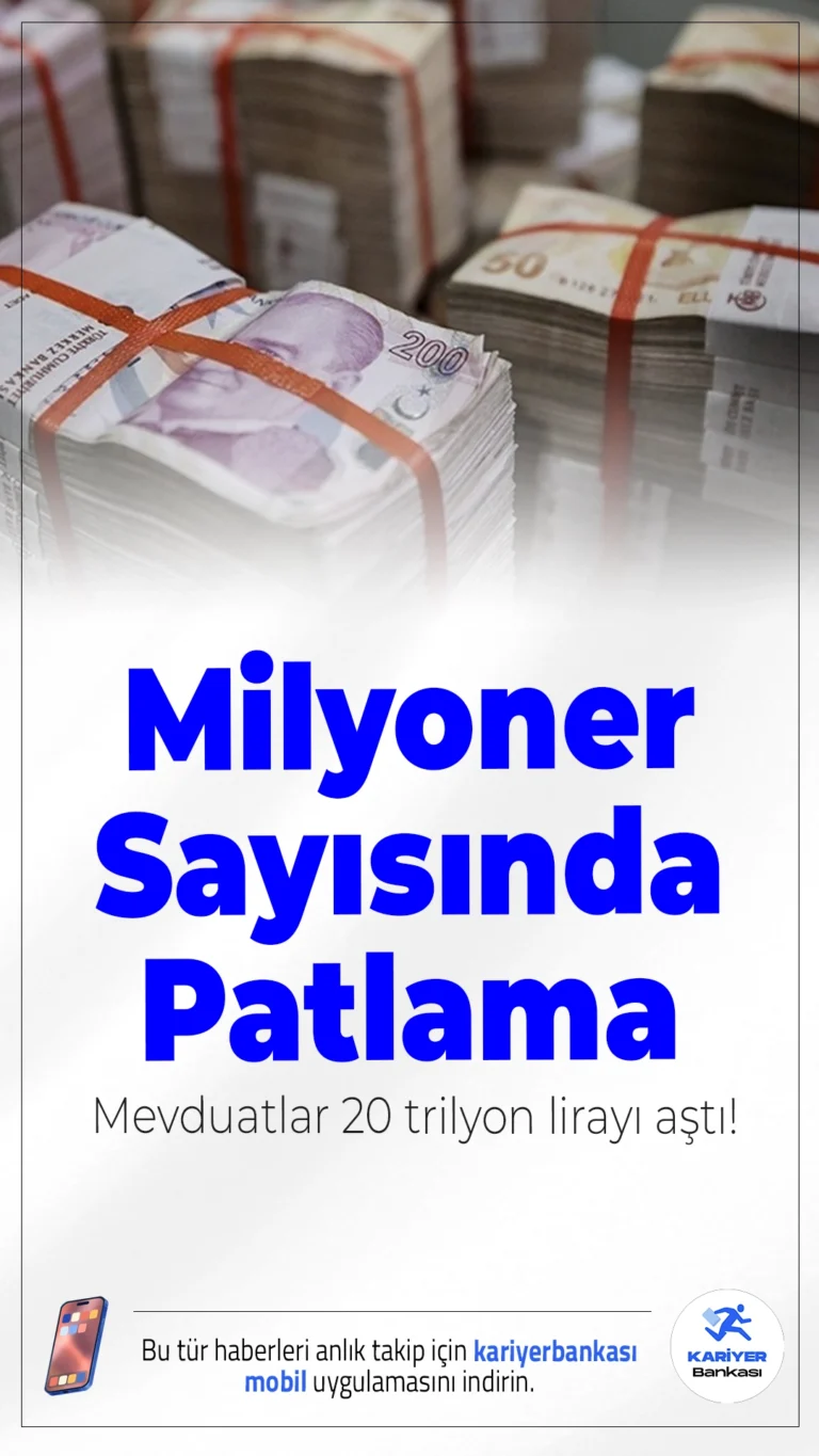 Milyoner Sayısında Patlama: Mevduatlar 20 Trilyon Lirayı Aştı!Türkiye'de 2025 yılı Eylül ayı itibarıyla 1 milyon lira ve üzeri mevduata sahip kişi sayısı 2 milyon 736 bini geçti. Bankacılık Düzenleme ve Denetleme Kurumu (BDDK) verilerine göre, milyonerlere ait toplam mevduat miktarı 20 trilyon 108 milyar liraya ulaştı.