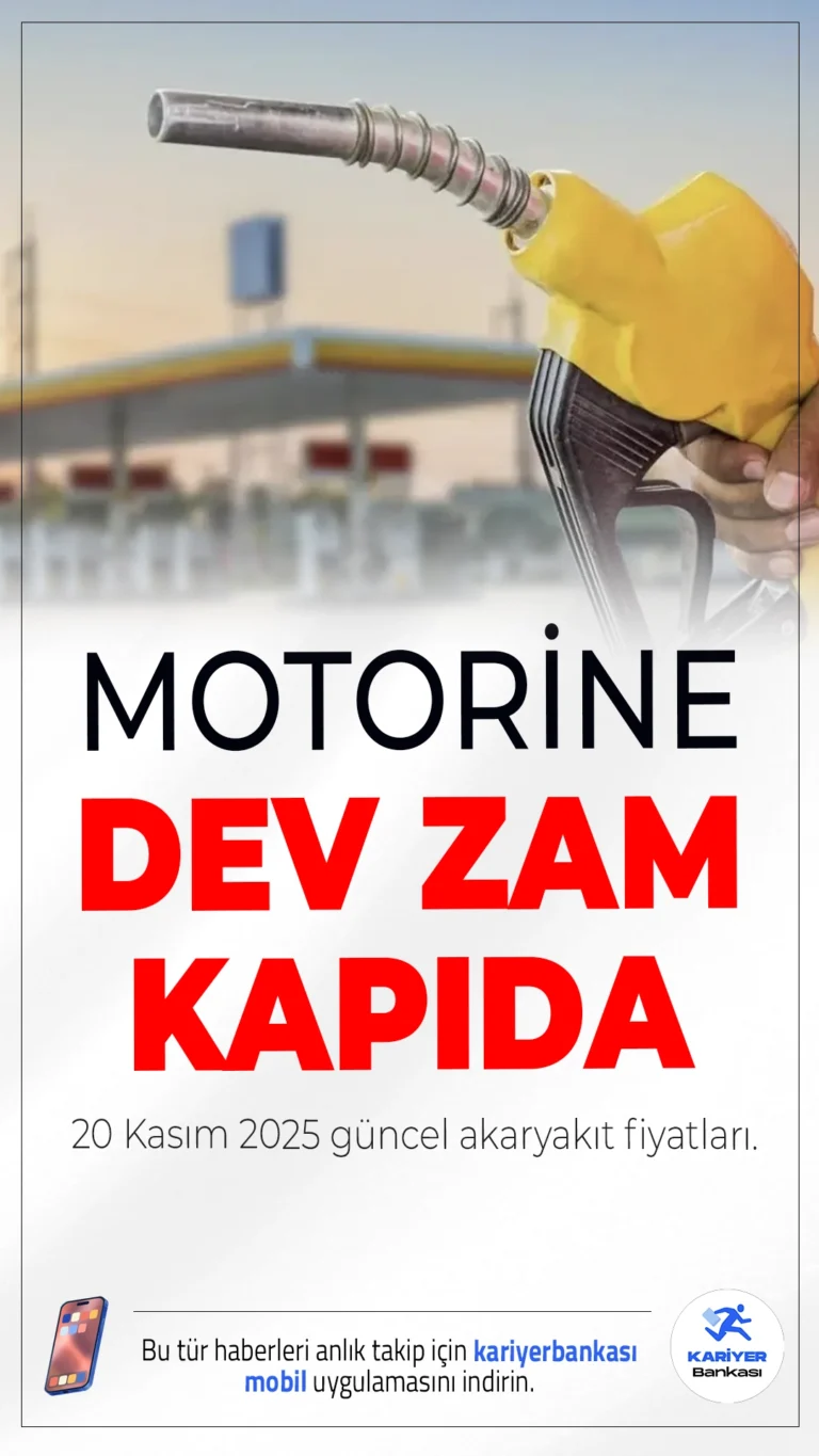 Motorine Dev Zam Geliyor: 20 Kasım 2025 Güncel Akaryakıt Fiyatları.Motorin fiyatlarına cuma günü itibarıyla yaklaşık 2 TL zam bekleniyor. Yeni zamla birlikte motorin litre fiyatı bazı şehirlerde 60 TL’yi bulacak.