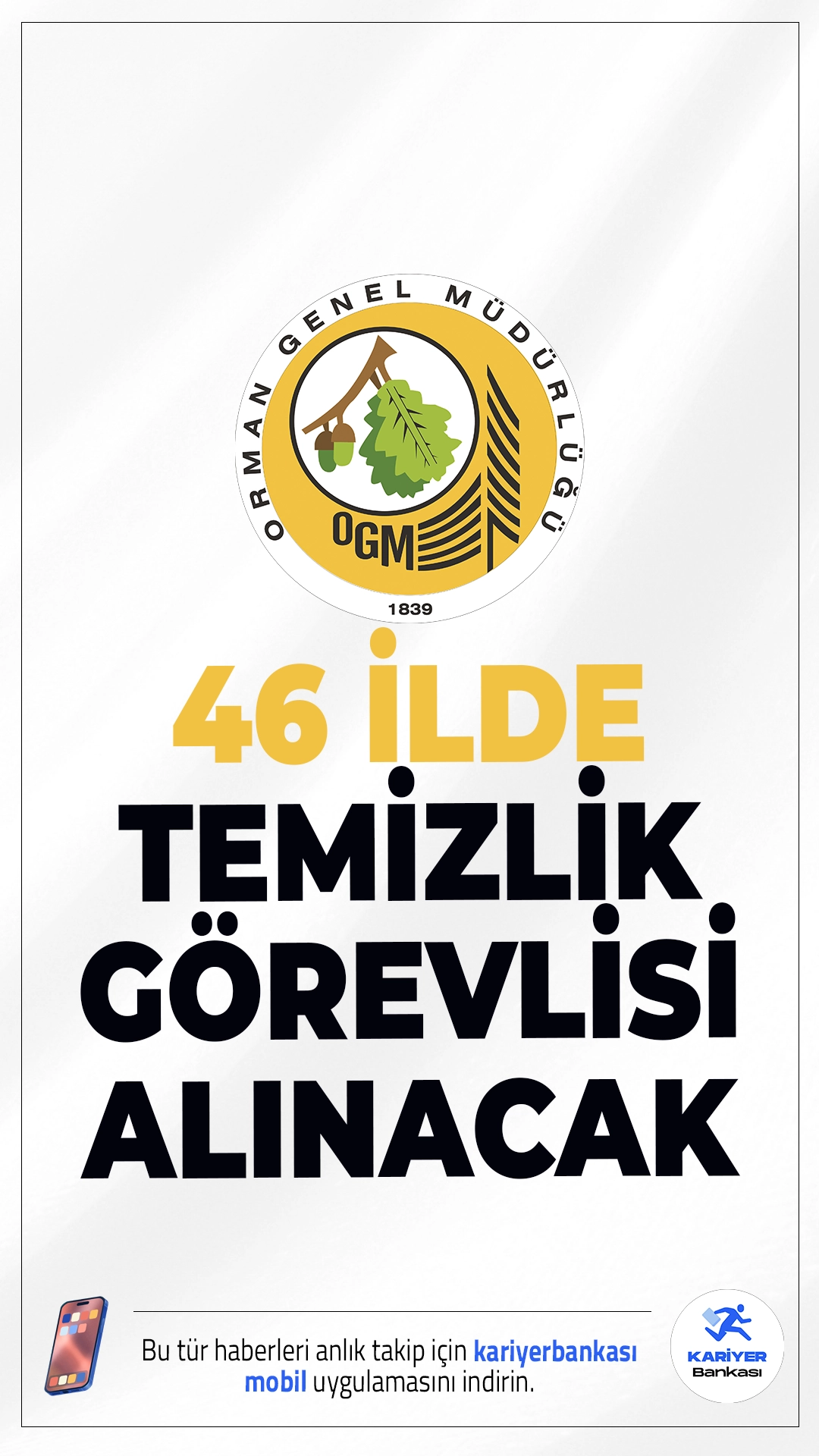 OGM 46 İlde 135 Temizlik Görevlisi Alımı Şartları.Orman Genel Müdürlüğü (OGM) merkez ve taşra birimlerinde istihdam edilmek üzere 46 ilde temizlik görevlisi alımı başvuruları sürüyor. Başvurular KPSS (B) grubu puan sıralamasına göre değerlendirilecek. Başvuru yapacak dayların genel şartların yanı sıra, özel şartlarıda dikkatle incelemesi gerekmektedir.Kontenjan dağılımı ve şartlar haberimizde.