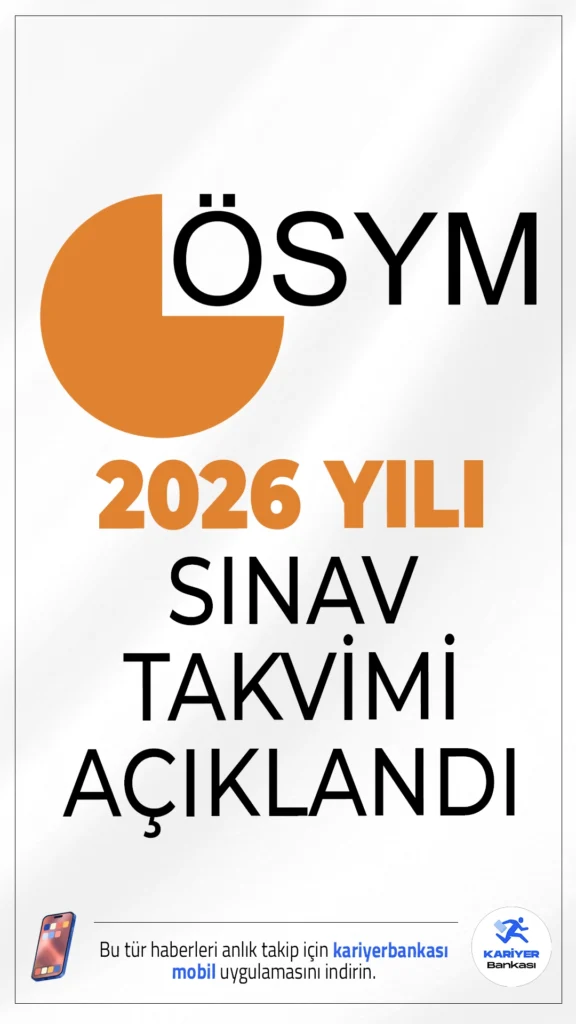 ÖSYM 2026 Sınav Takvimi Açıklandı.2026 yılında ÖSYM tarafından düzenlenecek tüm sınavların tarihleri açıklandı. Takvime 14 Kasım 2025 itibarıyla erişilebiliyor.
