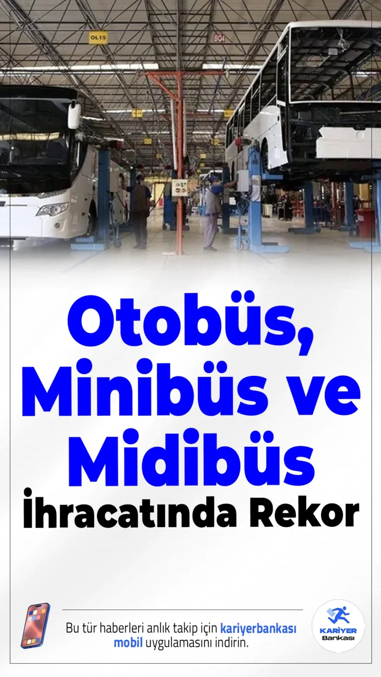 Otobüs, Minibüs ve Midibüs İhracatında Rekor.Türk otomotiv sanayi, 2025’in ilk 10 ayında otobüs, minibüs ve midibüs ihracatında 2,6 milyar doları aşarak tarihi bir başarıya imza attı. Yıl tamamlanmadan tüm zamanların en yüksek dış satım rakamına ulaşıldı.
