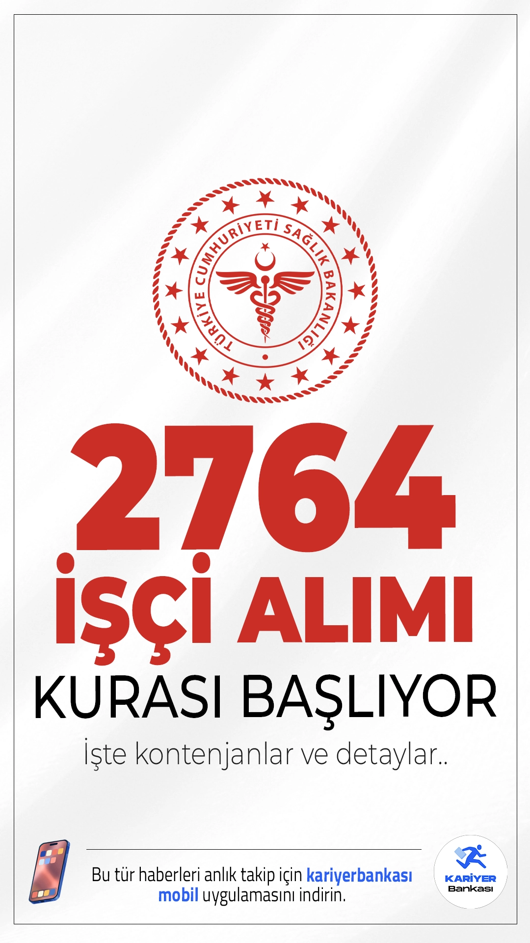 Sağlık Bakanlığı 2764 Sürekli İşçi Alımı Kurası Başlıyor! İşte Kontenjanlar ve Detaylar.Sağlık Bakanlığı’nın temizlik, güvenlik ve klinik destek pozisyonları için gerçekleştireceği 2.764 sürekli işçi alımı başvuru süreci tamamlandı. Sırada kura çekimi var. Adaylar, gözlerini 12 Kasım 2025 tarihinde yapılacak olan canlı kura çekilişine çevirdi.