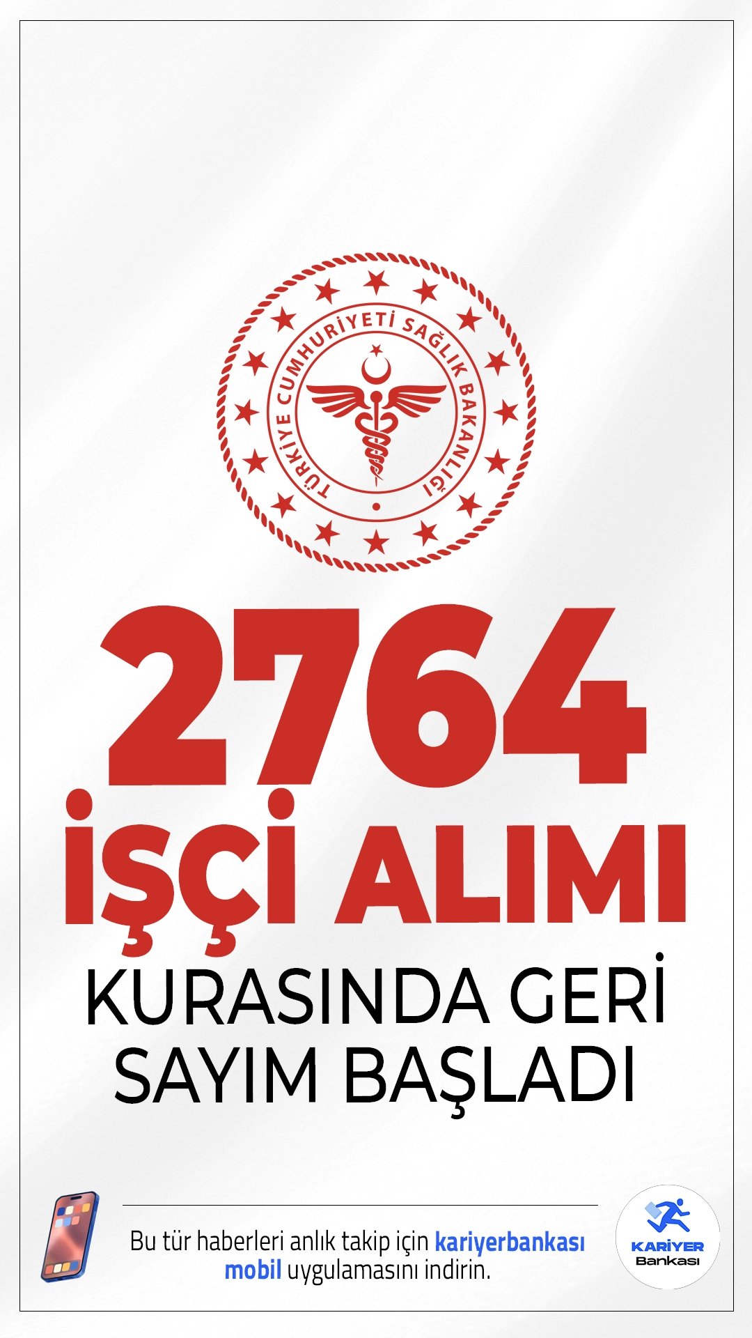Sağlık Bakanlığı 2764 İşçi Alımı Kurası için Geri Sayım Başladı.Sağlık Bakanlığı taşra teşkilatlarında görevlendirilmek üzere 2.764 sürekli işçi alımı yapıyor. Türkiye genelinde gerçekleştirilecek bu büyük alım için İŞKUR üzerinden başvurular tamamlandı ve şimdi gözler 12 Kasım 2025 tarihinde yapılacak kura çekimi sürecine çevrildi.
