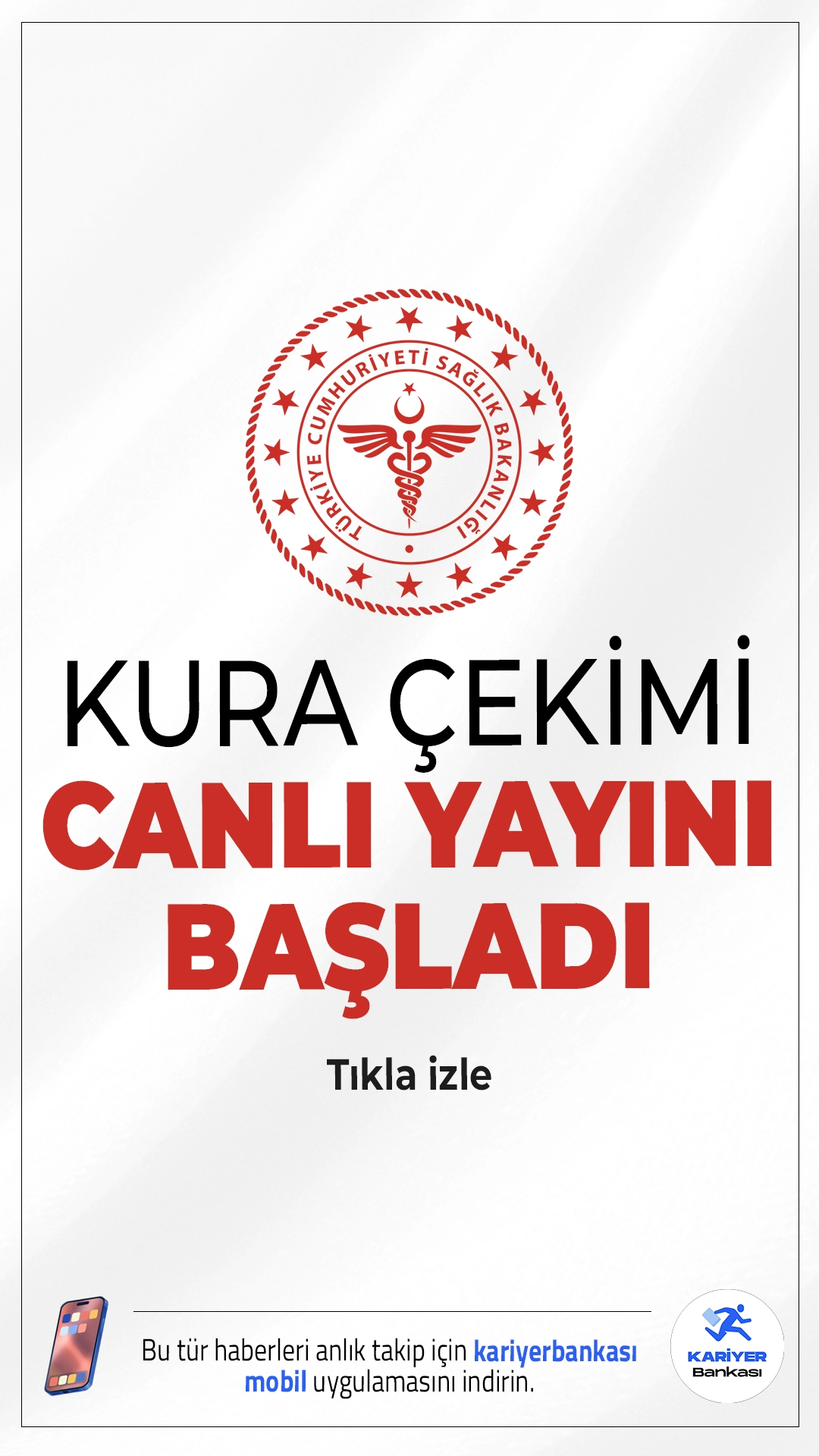 Sağlık Bakanlığı 2764 İşçi Alımı Kura Çekimi Canlı Yayını Başladı.Sağlık Bakanlığı tarafından 2764 sürekli işçi alımı için düzenlenen kura çekimi 12 Kasım 2025’te Bilkent Yerleşkesinde noter huzurunda gerçekleştirilecek.