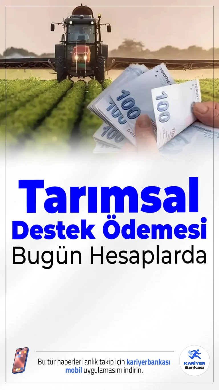 1,5 Milyar Liralık Tarımsal Destek Ödemesi Bugün Hesaplarda.Tarım ve Orman Bakanı İbrahim Yumaklı, süt, kırsal kalkınma ve hayvan gen kaynakları için toplam 1 milyar 522 milyon TL'lik desteğin bugün çiftçilere aktarılacağını açıkladı.