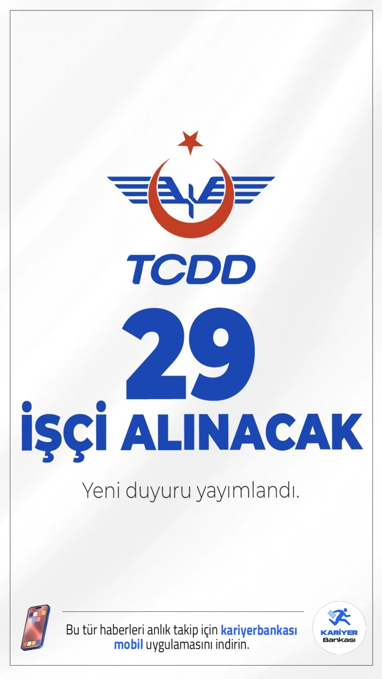 TCDD 29 İşçi Alımı Yapacak.TCDD Taşımacılık A.Ş. işçi alımı duyurusu yayımlandı. İlgili alım duyurusuna göre, TCDD'ye makinist alımı gerçekleştirilecek.Başvurular, 10 Kasım - 14 Kasım 2025 tarihleri arasında İŞKUR internet sitesi üzerinden alınacak. Adaylar, başvurularını sadece belirtilen tarihler arasında online olarak yapabilecekler.