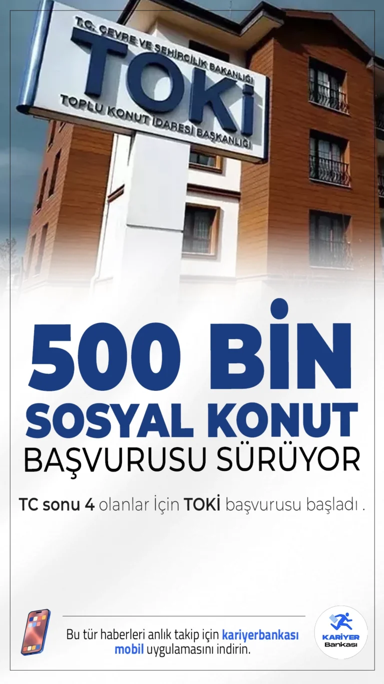 TC Sonu 4 Olanlar İçin TOKİ Başvurusu Başladı (500 Bin Sosyal Konut ).81 ilde inşa edilecek 500 bin sosyal konut için başvurular devam ediyor. Bugün TC ’sinin sonu “4” ile biten vatandaşlar başvuru yapabiliyor.