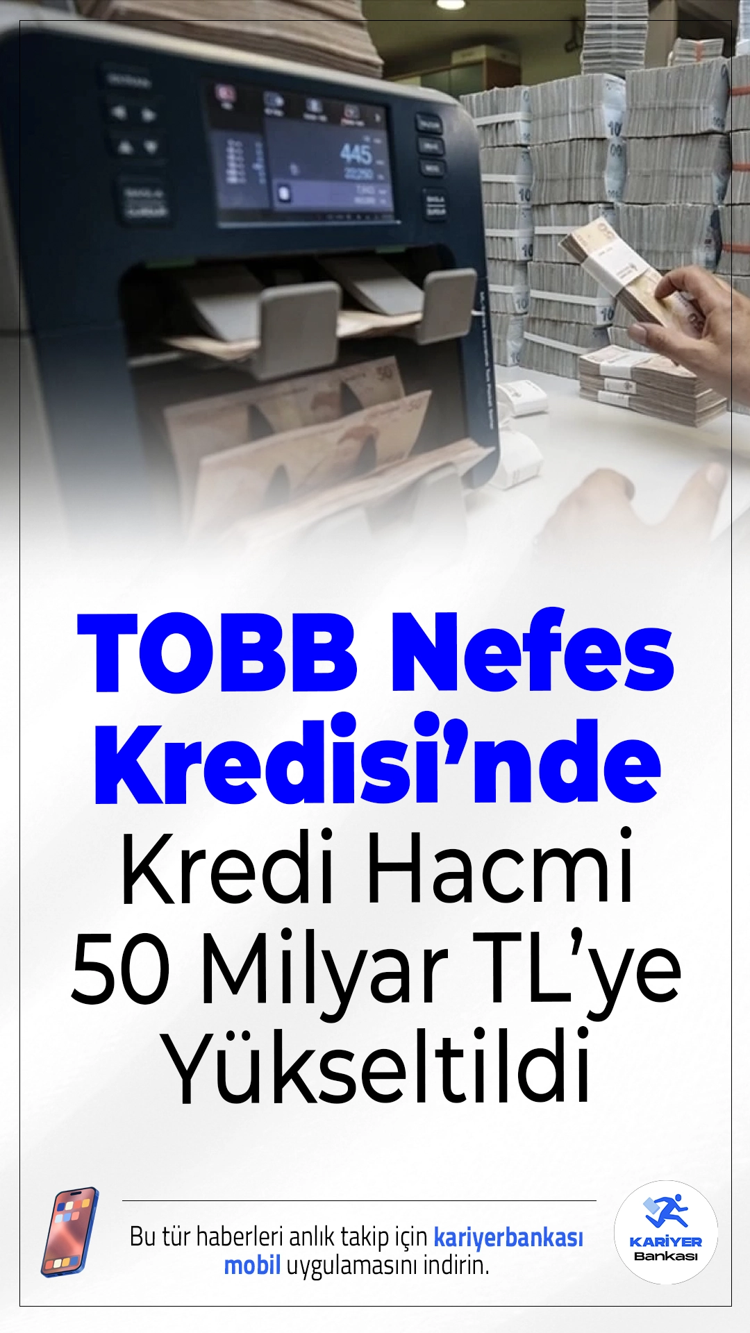 TOBB Nefes Kredisi'nde Limit 50 Milyar TL’ye Yükseldi.KOBİ’lere finansman kolaylığı sağlamak amacıyla başlatılan TOBB Nefes Kredisi’nin ikinci paketinde kredi hacmi 25 milyar TL’den 50 milyar TL’ye çıkarıldı. Başvurular 19 Kasım Çarşamba günü başlayacak.