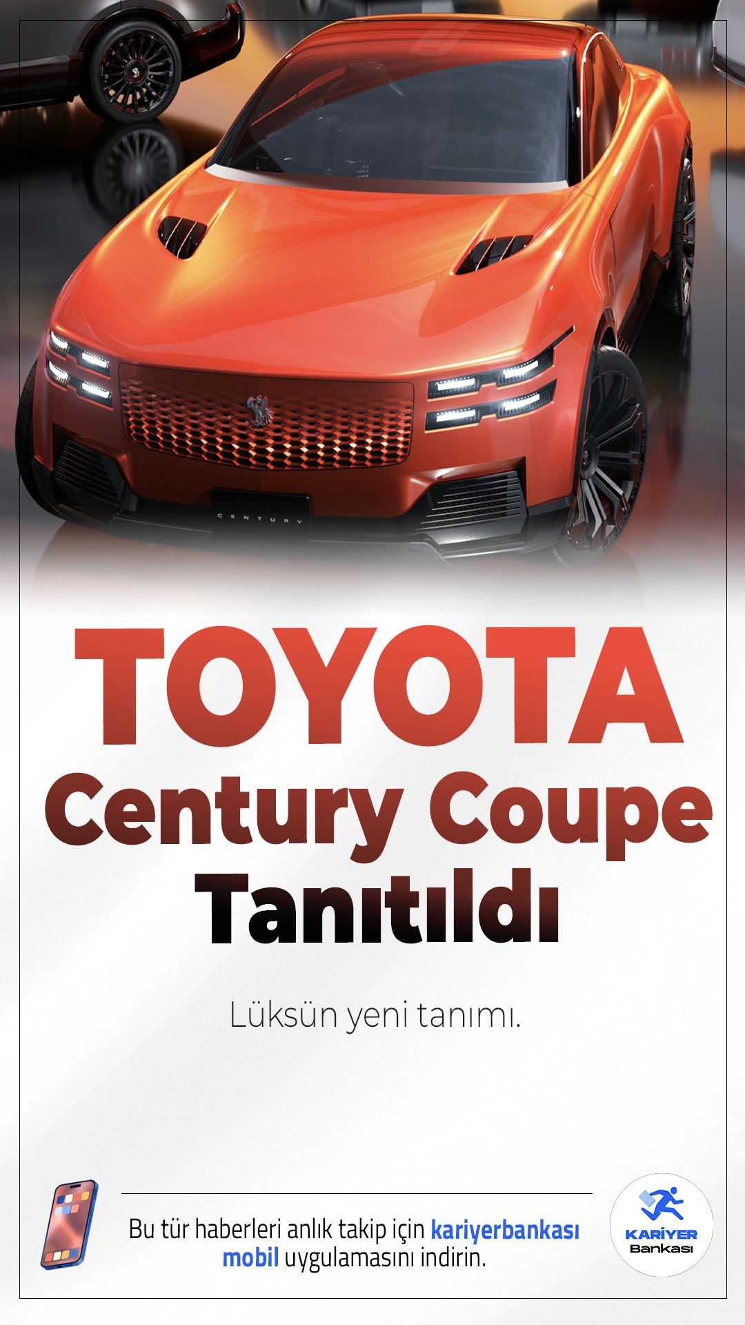 Toyota Century Coupe Tanıtıldı: Lüksün Yeni Tanımı, Rolls-Royce’a Gözdağı!Toyota, şimdiye kadarki en lüks otomobili Century Coupe’i tanıttı. Coupé formda sürgülü kapı detayı ve göz alıcı tasarımıyla dikkat çeken araç, Japon zarafetini modern çizgilerle buluşturuyor.