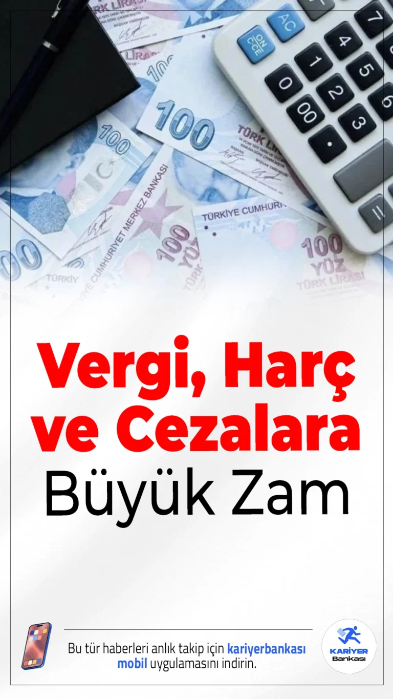 Yeniden Değerleme Oranı Belli Oldu: Vergi, Harç ve Cezalara Büyük Zam.2026 yılında tüm vergi, harç ve cezalar yüzde 25,49 oranında artacak. Yeni tarifeler 1 Ocak 2026'dan itibaren geçerli olacak.