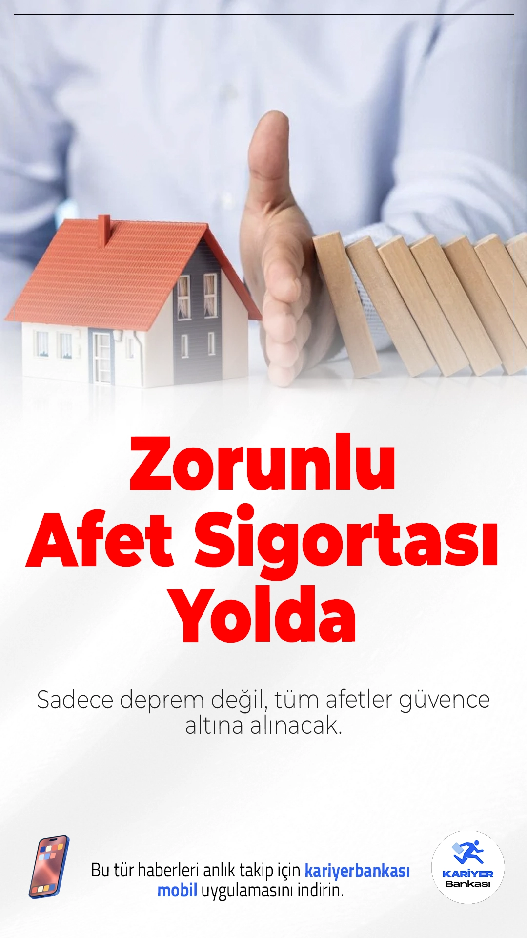 Zorunlu Afet Sigortası Yolda: Sadece Deprem Değil, Tüm Afetler Güvence Altına Alınacak.Zorunlu Deprem Sigortası'nın kapsamını genişletecek olan Zorunlu Afet Sigortası (ZAS) için çalışmalar tamamlanmak üzere. Yeni sistemle birlikte birçok doğal afet için sigorta güvencesi sağlanacak.