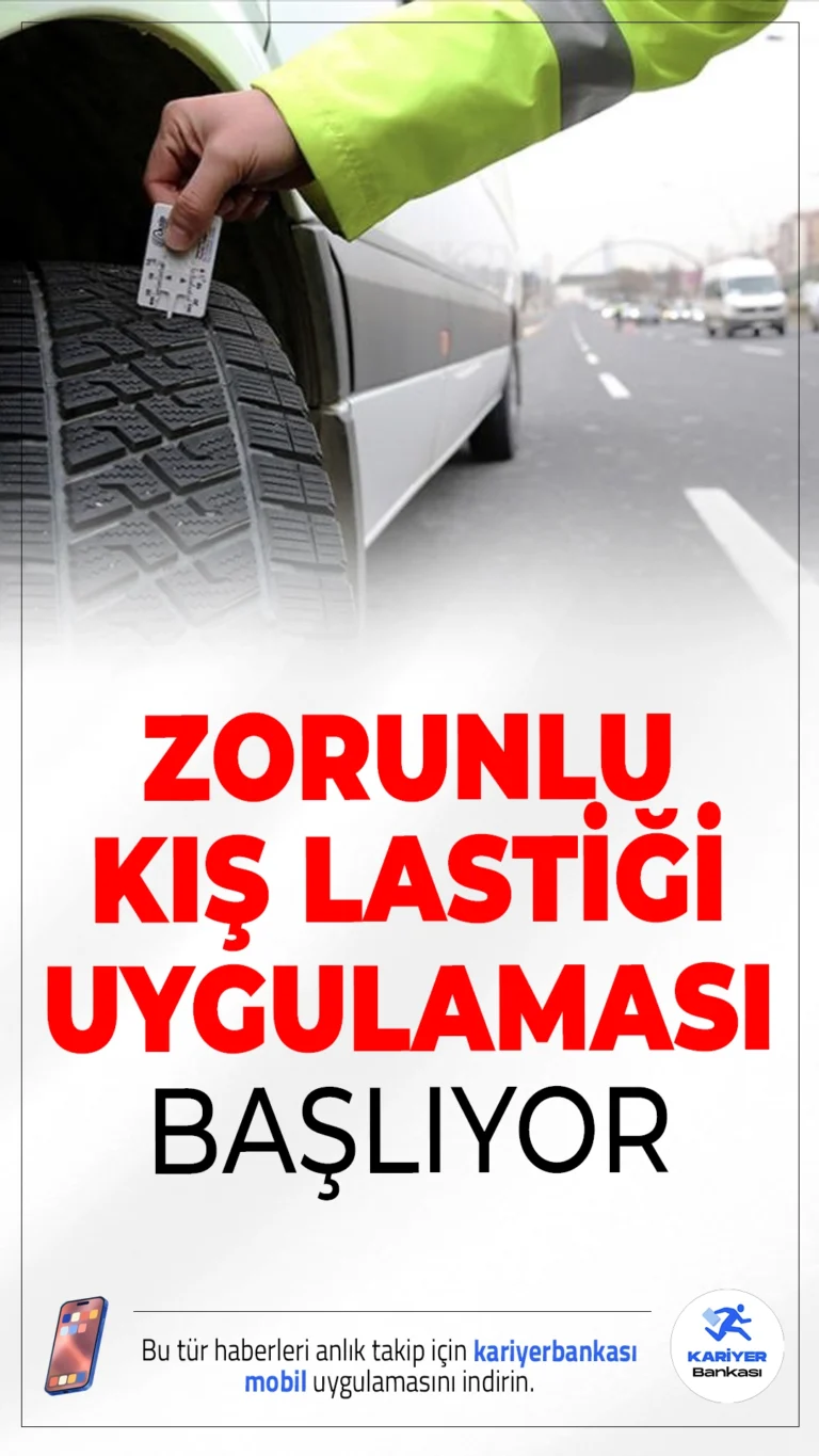 Zorunlu Kış Lastiği Uygulaması 15 Kasım'da Başlıyor.Ticari araçlar için zorunlu olan kış lastiği uygulaması bu hafta sonu başlıyor ve 15 Nisan 2026’ya kadar sürecek.