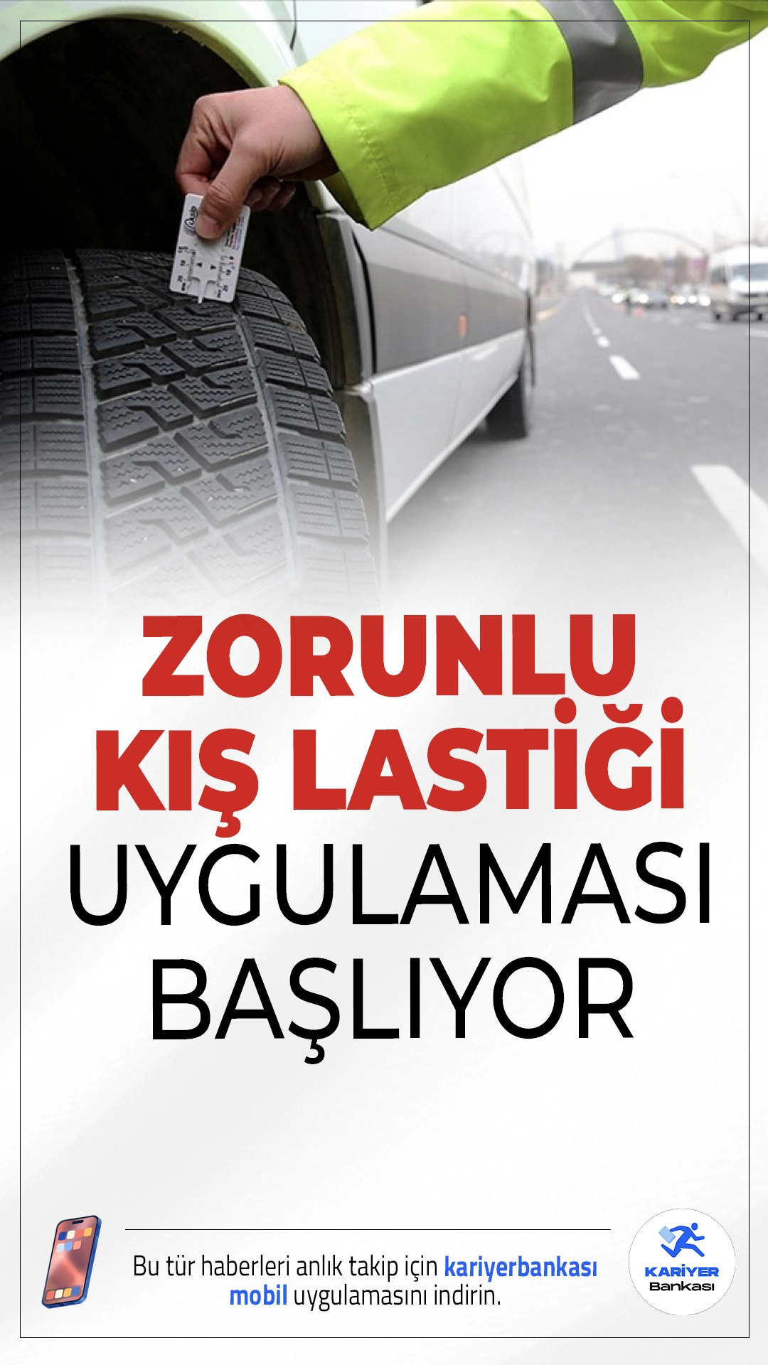 Zorunlu Kış Lastiği Uygulaması Başlıyor! Takmayanlara 5.856 TL Ceza.Kış şartlarına hazırlıksız yakalanmak istemeyen sürücüler için önemli uyarı: Şehirlerarası yollarda ticari araçlar için kış lastiği zorunluluğu 15 Kasım itibarıyla devrede.