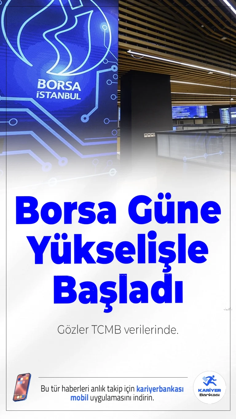 Borsa Güne Yükselişle Başladı: Gözler TCMB Verilerinde.Borsa İstanbul'da haftanın son işlem günü pozitif başladı. BIST 100 endeksi açılışta yüzde 0,32 artarak 11.269,51 puana yükseldi. Piyasada risk iştahı artarken, gözler bugün açıklanacak ekonomik verilere çevrildi.