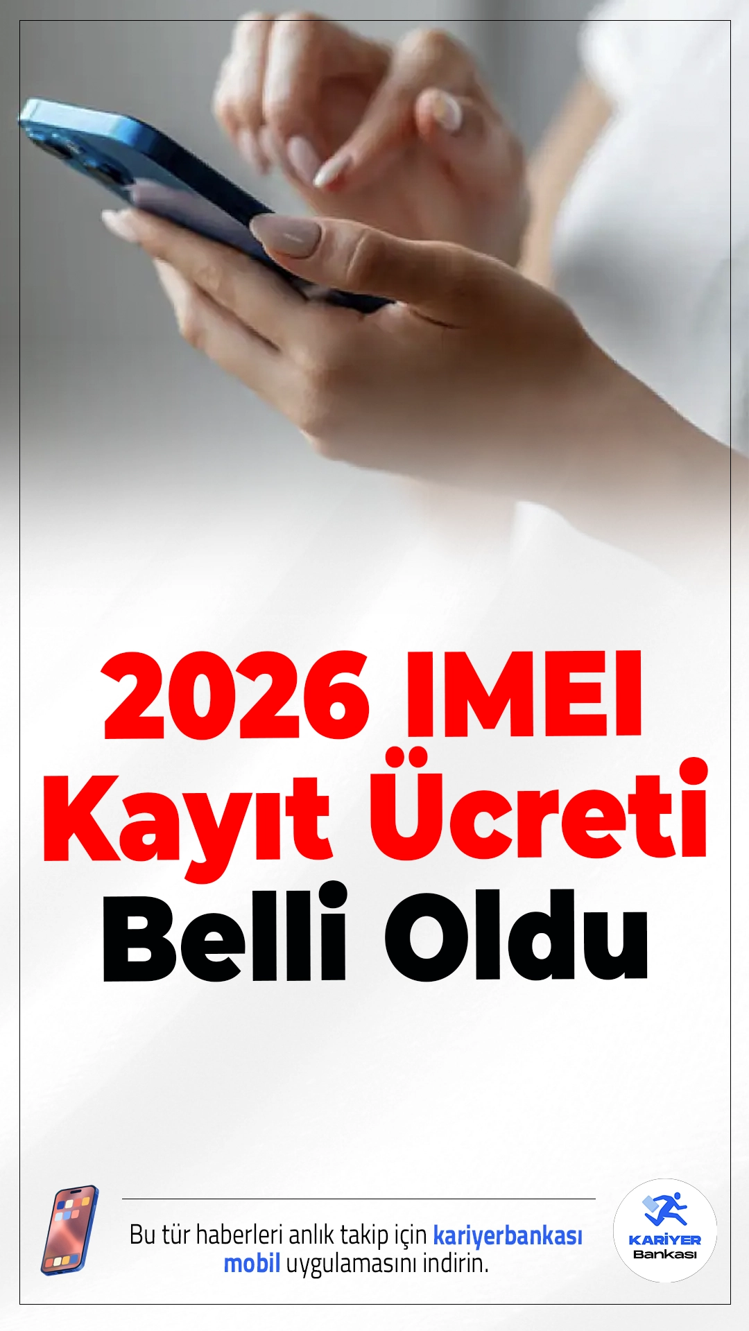 2026 IMEI Kayıt Ücreti Belli Oldu.Resmî Gazete’de yayımlanan karara göre 2026 yılında vergi ve harçlara uygulanacak yeniden değerleme oranı, Cumhurbaşkanı kararıyla %25,49 yerine %18,95 olarak belirlendi. Bu değişiklikle birlikte IMEI kayıt ücreti 45.614 TL’den 54.258 TL’ye yükseldi.