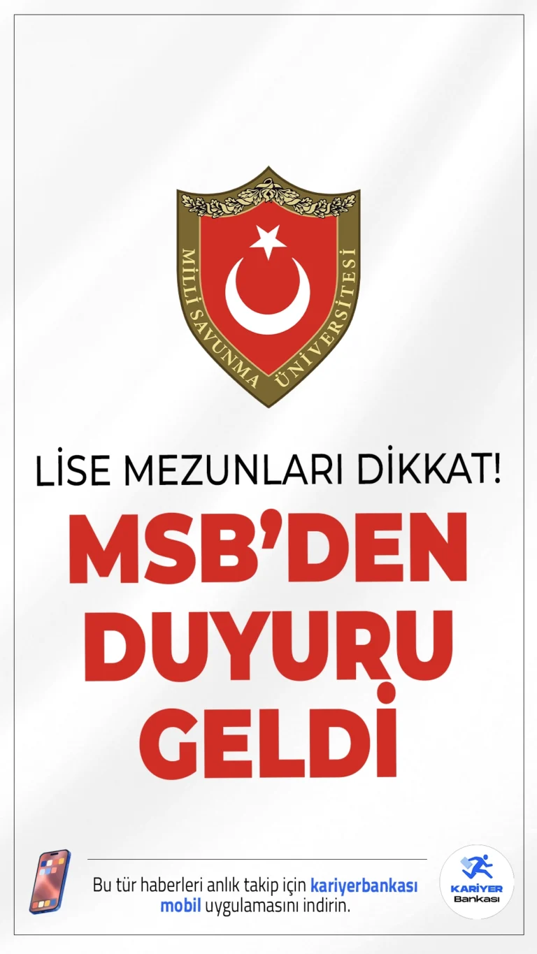 2026 MSÜ Askeri Öğrenci Alımı Başvuru Tarihleri.Millî Savunma Bakanlığı tarafından yürütülen Millî Savunma Üniversitesi (MSÜ) Askerî Öğrenci Aday Belirleme Sınavı için başvuru süreci başlıyor. MSB sosyal medya hesabından yayımlanan duyuruya göre, 2026 yılında üniversite bünyesinde askeri öğrenci olmak isteyen adayların katılacağı 2026-MSÜ sınavı için başvurular, 5 Ocak 2026 tarihinde başlayacak ve 29 Ocak 2026 tarihinde sona erecek.