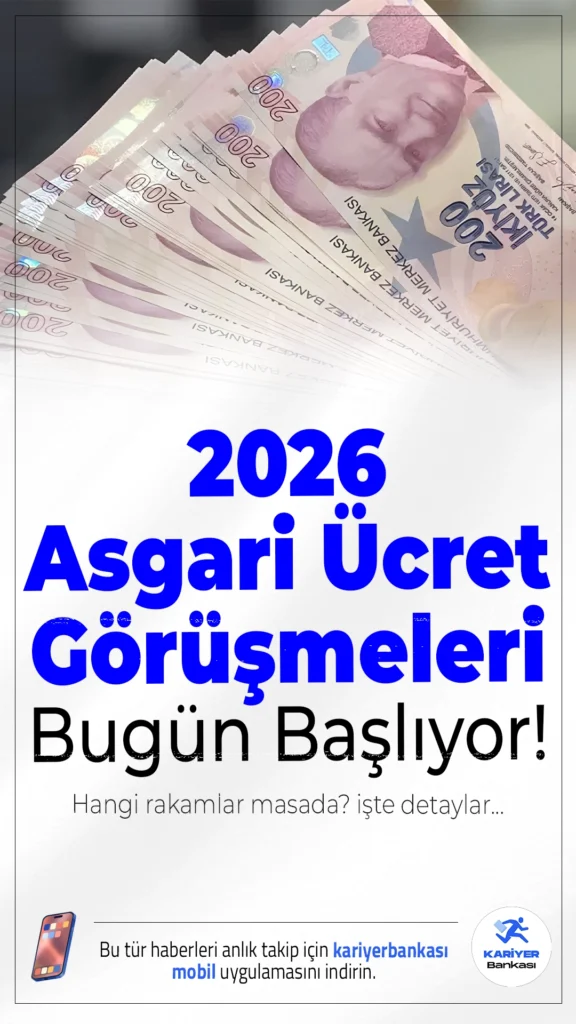 2026 Asgari Ücret Görüşmeleri Başlıyor: İlk Toplantı Bugün!Milyonlarca çalışanın merakla beklediği yeni asgari ücret için belirleyici süreç bugün resmen başladı. Asgari Ücret Tespit Komisyonu, 2026 yılında geçerli olacak rakamı belirlemek üzere ilk toplantısını saat 14.00’te gerçekleştirecek.