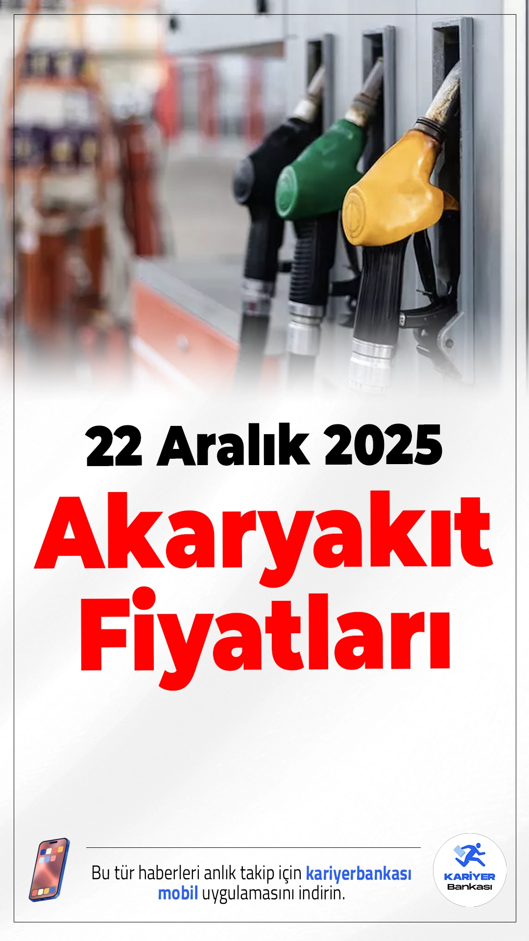 22 Aralık 2025 Akaryakıt Fiyatları: Benzin, Motorin ve LPG'de Son Durum.Brent petrol ve döviz kurlarındaki dalgalanmalar akaryakıt fiyatlarını doğrudan etkiliyor. Peki bugün benzin ve motorin ne kadar oldu? İşte güncel liste…