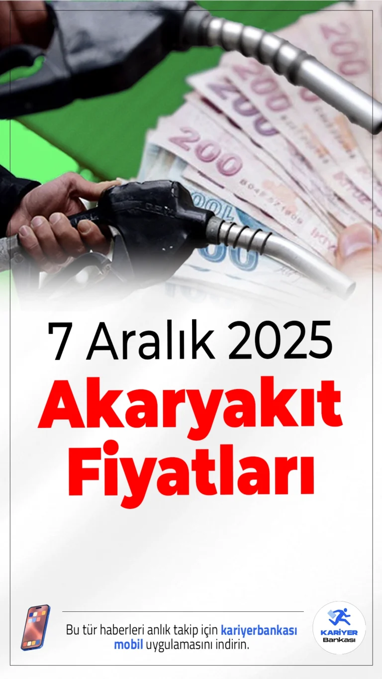 7 Aralık 2025 Akaryakıt Fiyatları: Benzine Zam Var mı, İndirim Geldi mi?Akaryakıt fiyatları yeniden gündemde! 7 Aralık Pazar günü benzin ve motorin litre fiyatları illere göre değişiklik gösteriyor. Peki fiyatlar arttı mı, düştü mü?