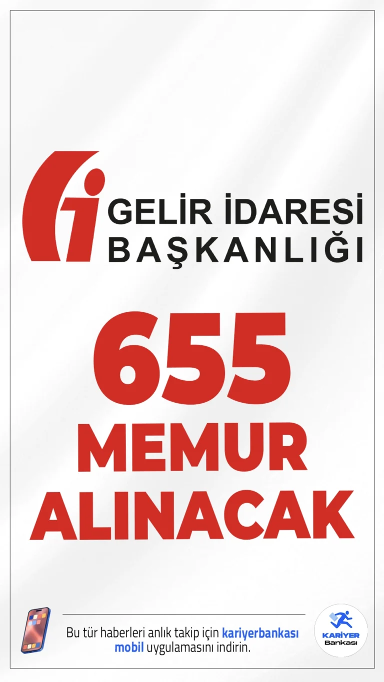 GİB 655 Memur Alımı Yapacak.Gelir İdaresi Başkanlığı (GİB), İstanbul iline atanmak üzere 655 memur alımı yapacak. Adayların yazılı sınava katılmaya hak kazanması, KPSS (A) puan türlerinden en az 65 puan almış olmaları ve yapılan sıralamaya göre kontenjanın 5 katı kadar aday arasına girmeleriyle mümkün olacak.