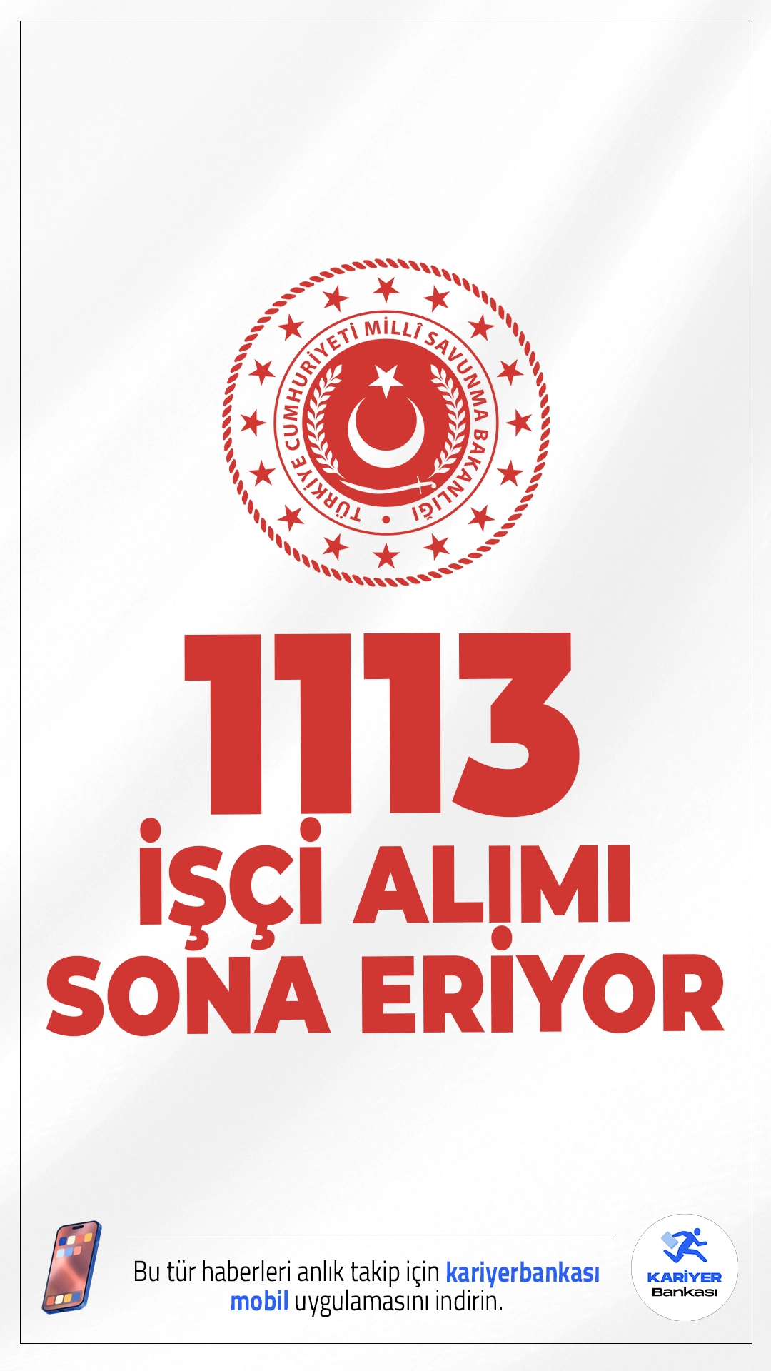 MSB 1113 İşçi Alımında Son Saatler.Milli Savunma Bakanlığı(MSB) işçi alımı başvurularında son saatlere girildi. İlgili alım duyurusuna göre, MSB'ye farklı ünvanlarda en az ilkokul, lise, ön lisans ve lisans mezunlarından olmak üzere 1113 işçi alımı yapılacak.Başvurular bugün (26 Aralık 2025) sona eriyor.Başvuru yapacak adayların genel ve özel şartları taşıması gerekmektedir. İllere göre kontenjanlar ve şartlar bu haberimizde.