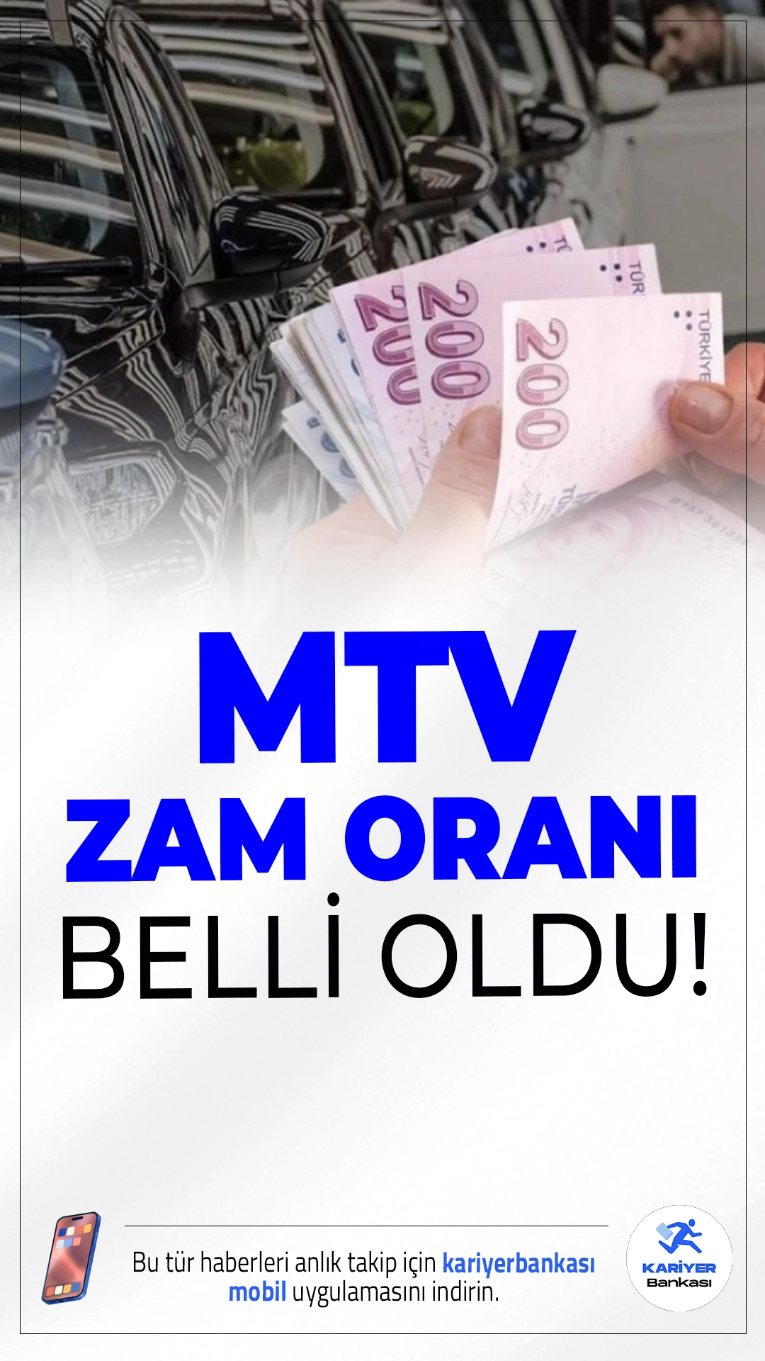 Motorlu Taşıtlar Vergisi Zam Oranı Belli Oldu.2026 yılında uygulanacak Motorlu Taşıtlar Vergisi (MTV), damga vergisi ve maktu harç tutarlarına yapılacak zam oranı Resmî Gazete’de yayımlanan Cumhurbaşkanı Kararı ile netleşti. Buna göre, bu kalemlerdeki artış yeniden değerleme oranı olan yüzde 25,49 yerine yüzde 18,95 olarak uygulanacak.