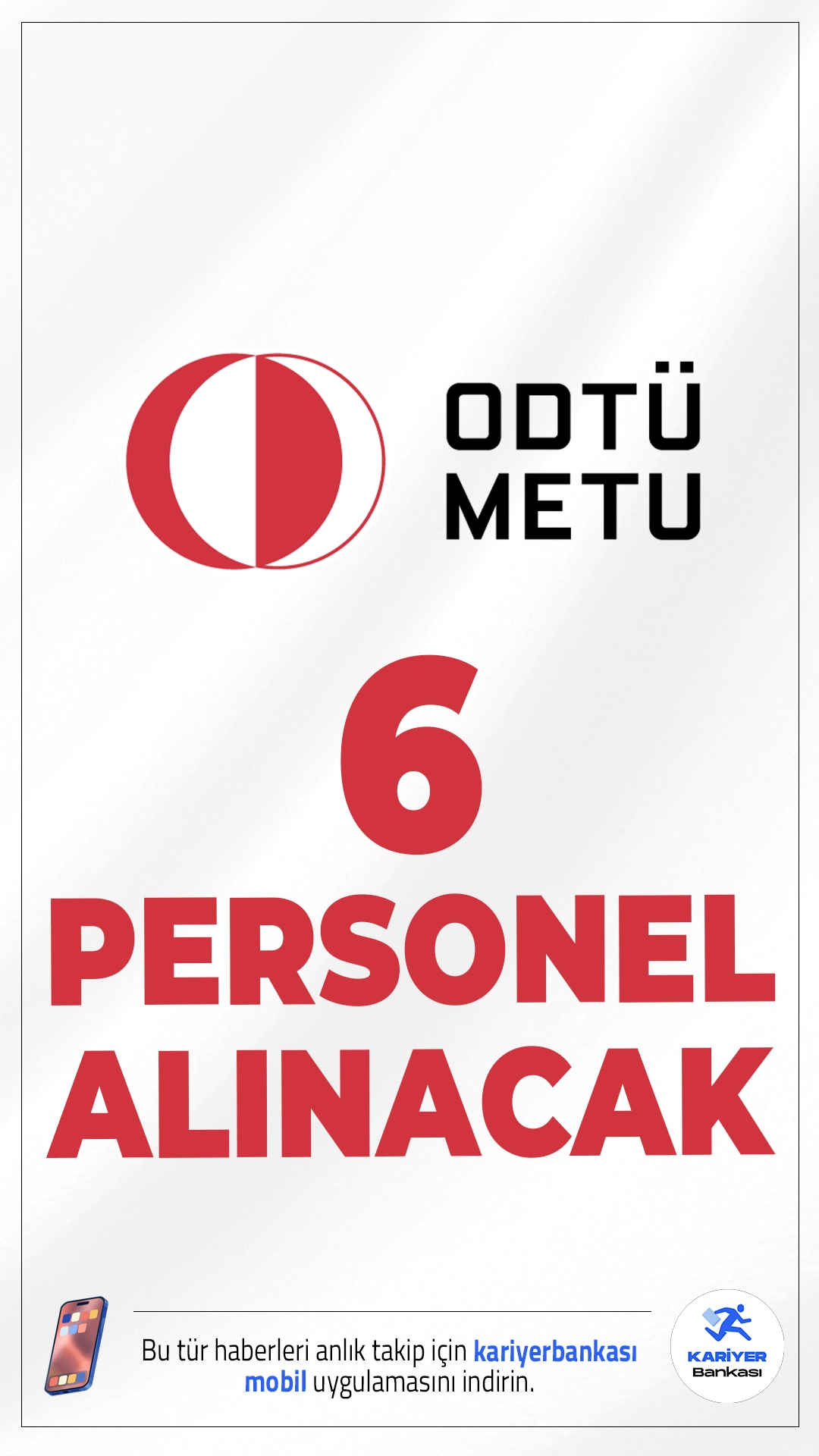 ODTÜ 6 Sözleşmeli Personel Alımı Yapacak.Orta Doğu Teknik Üniversitesi (ODTÜ) Bilgi İşlem Daire Başkanlığı, 2025 yılı için tam zamanlı çalışacak 6 Sözleşmeli personel alımı yapacağını duyurdu. Alımlar; Kıdemli Yapay Zeka Uzmanı, Kıdemli Yazılım Geliştirme Uzmanı, Kıdemli Sistem Yöneticisi, Bilgi Güvenliği Uzmanı, Ağ Uzmanı ve Web Geliştirici pozisyonlarında yapılacak.